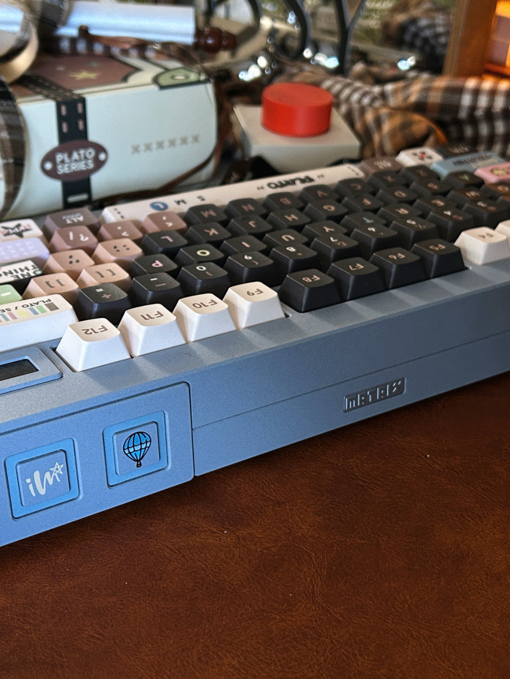 ONLY 1 Instock Prebuilt Aluminum Customized Mechanical Keyboard Matrix Meta75 Istanbul Dirty Blue Set (With Switch & Keycaps)