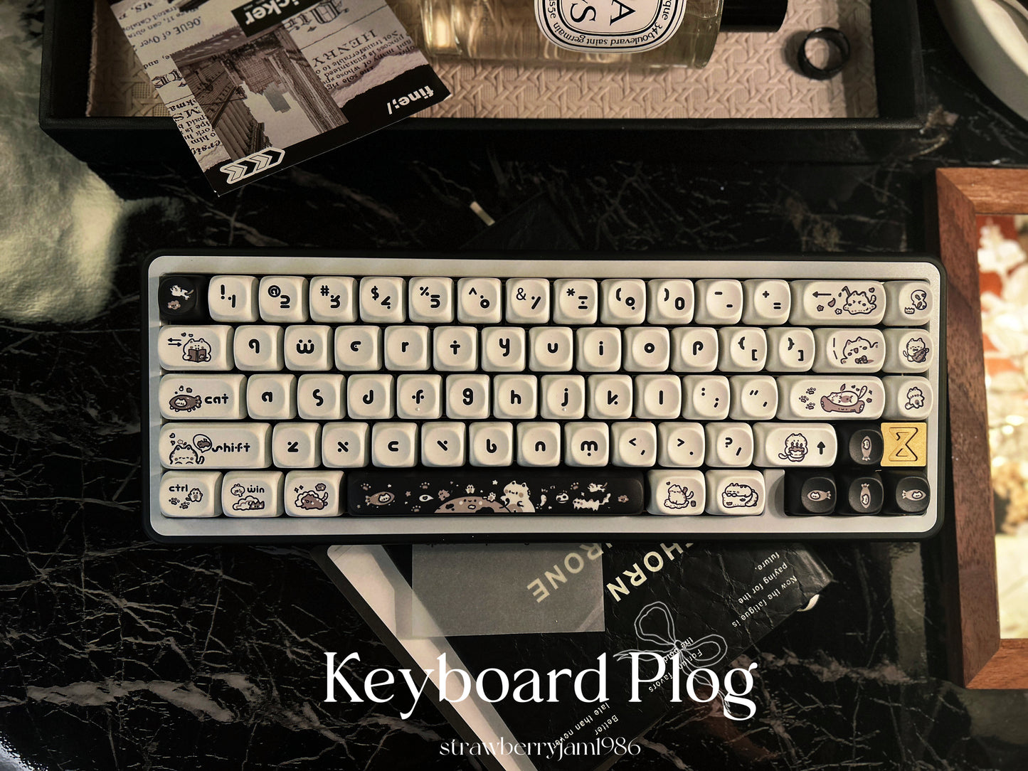 ONLY 1 INSTOCK Prebuilt Aluminum Customized Mechanical Keyboard BUFF65 BLACK White Creamy Thocky Set(not including number pad)