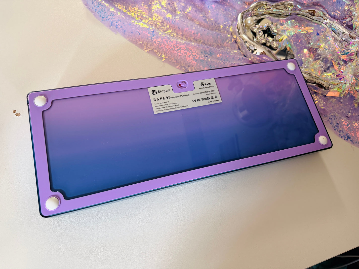 Unboxing Sample For Sales ONLY 1 Instock Prebuilt Einperr Base99 Wireless Mechanical Keyboard with PC Transparent Keycaps, Hot Swappable Custom Keyboard with Number Pad, RGB Backlit, Lulu Switch for Windows Mac - Cosmic Violet