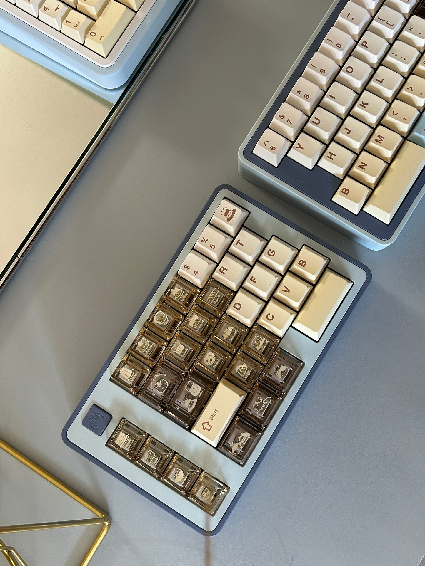 Preorder Prebuilt Aluminum Customized Mechanical Keyboard BLOCKboy split65 dark and light Blue set