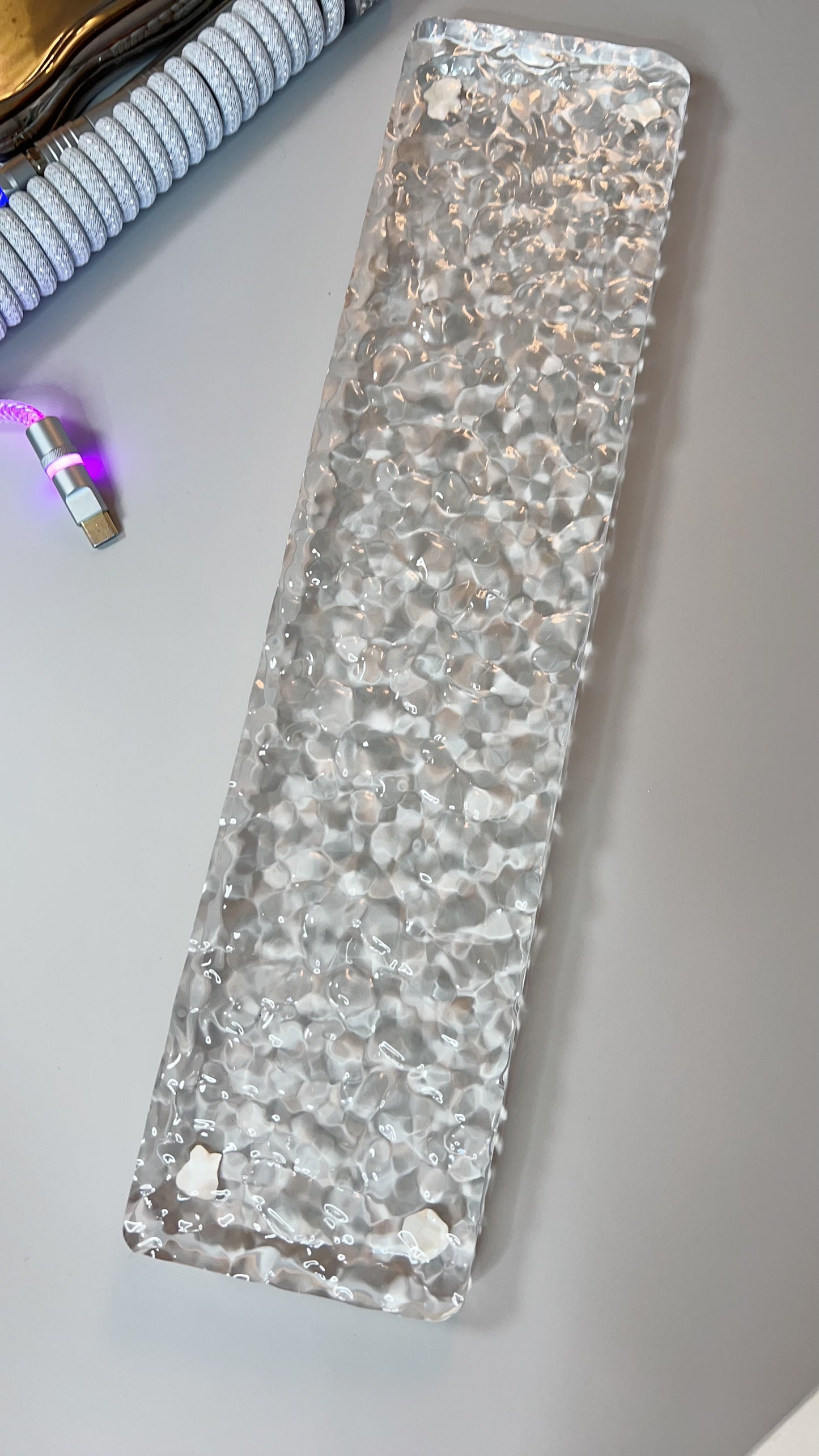 Black/ White Transparent Crystal Clear Acrylic Ice Water Ripple Keyboard Hand Rest Wrist Rest Board(ONLY Wristrest not including keyboard or cable)