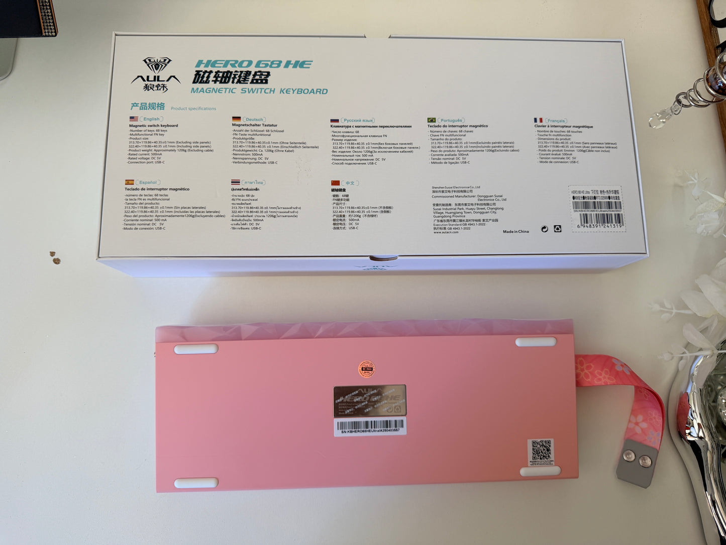 Unboxing Sample For Sales ONLY 1 Instock AULA HERO68 HE ULTRA SAKURA PINK MEGNATIC SWITCH GAMING KEYBOARD