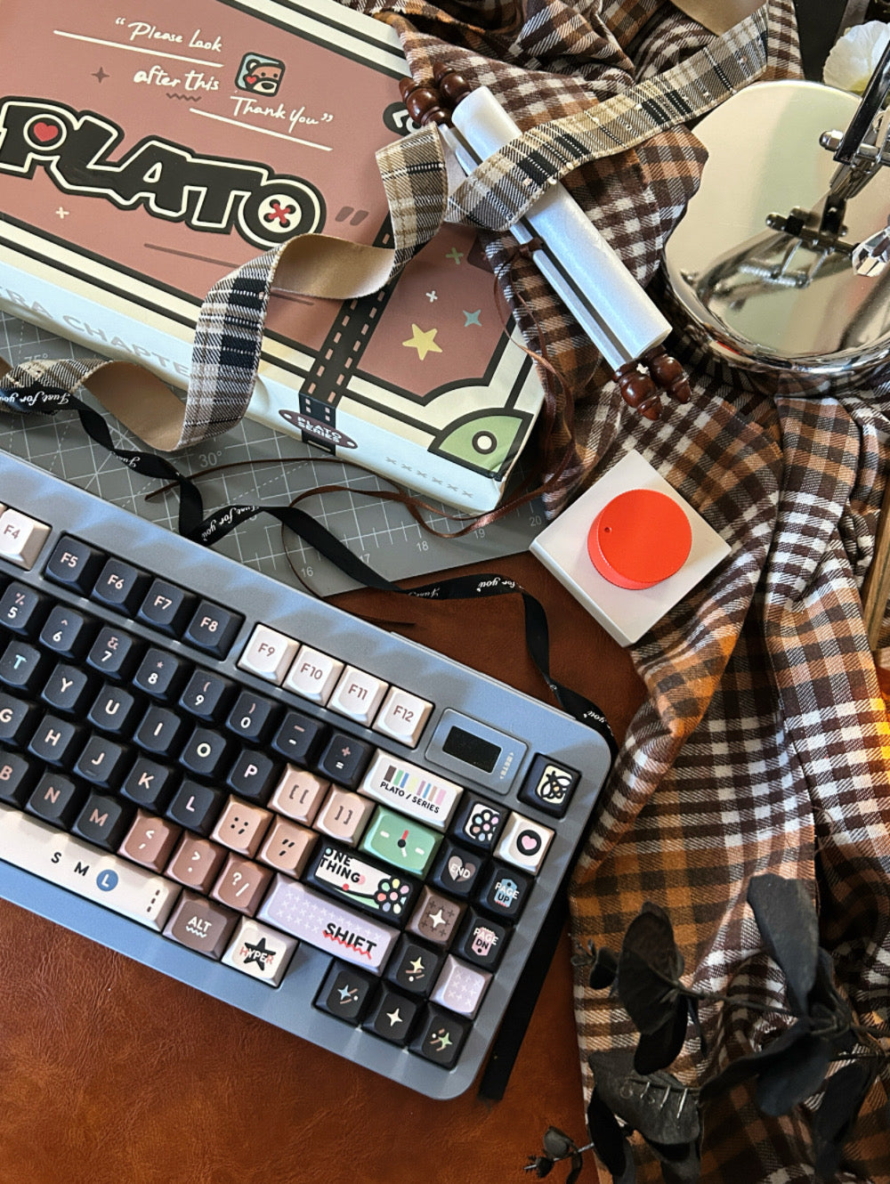 ONLY 1 Instock Prebuilt Aluminum Customized Mechanical Keyboard Matrix Meta75 Istanbul Dirty Blue Set (With Switch & Keycaps)