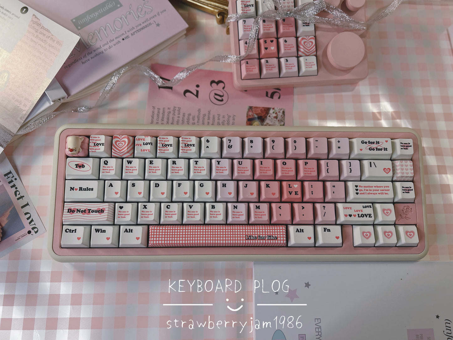 ONLY 1 INSTOCK Prebuilt Aluminum Customized Mechanical Keyboard ROSE65 Creamy Pink(not including the number pad)