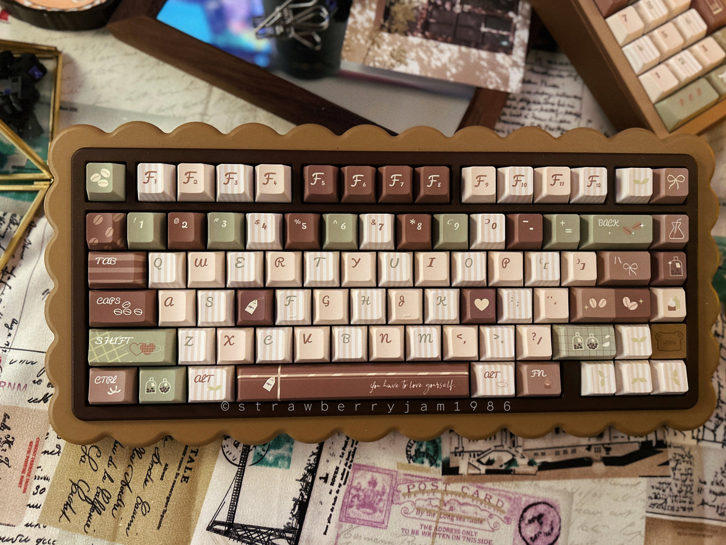 #0172 Matcha Latte Green Coffee Keycap Cherry Profile