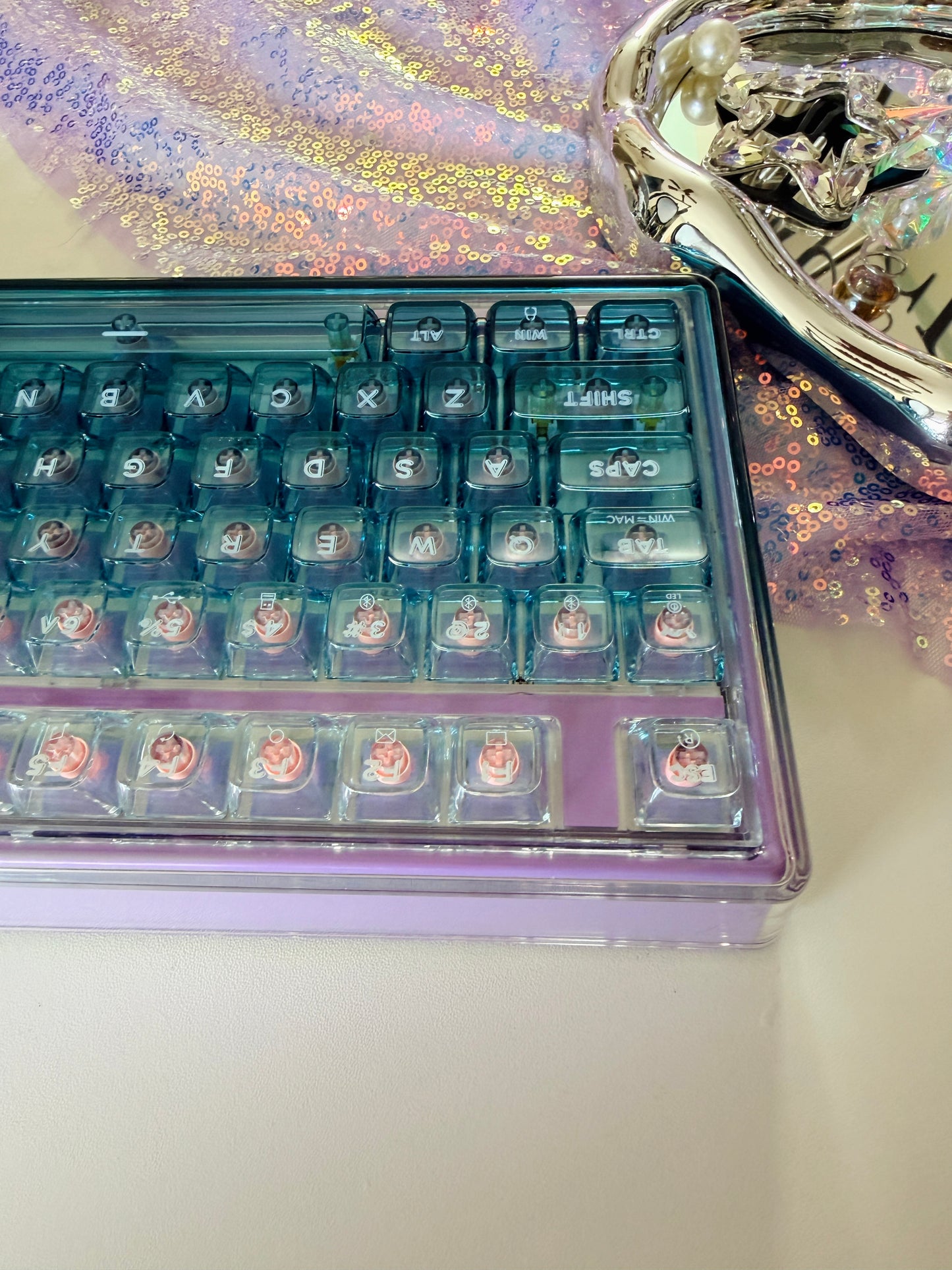 Unboxing Sample For Sales ONLY 1 Instock Prebuilt Einperr Base99 Wireless Mechanical Keyboard with PC Transparent Keycaps, Hot Swappable Custom Keyboard with Number Pad, RGB Backlit, Lulu Switch for Windows Mac - Cosmic Violet