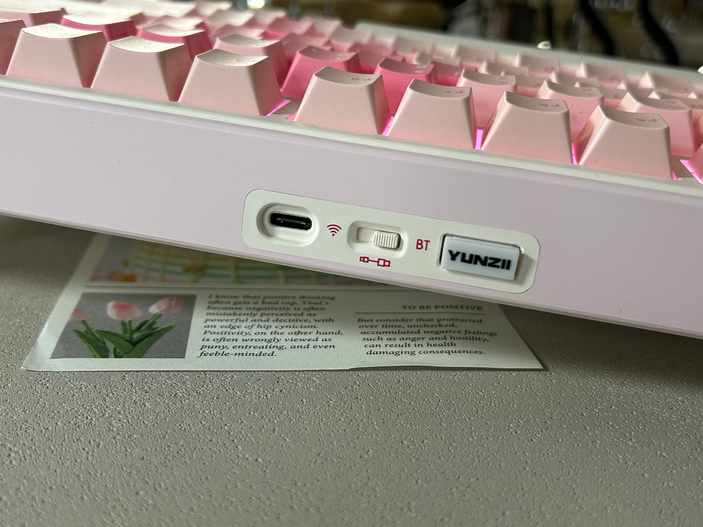 Unboxing Sample For Sales ONLY 1 Instock Pink Heart YUNZII B75 PRO Wireless Mechanical Keyboard,75% Layout with Knob,Hot Swap Gasket Custom Structure,Creamy Pre-lubed Switches,RGB Backlit,Bluetooth/Type-C/2.4G for Win/Mac(Milk Switch,Pink)