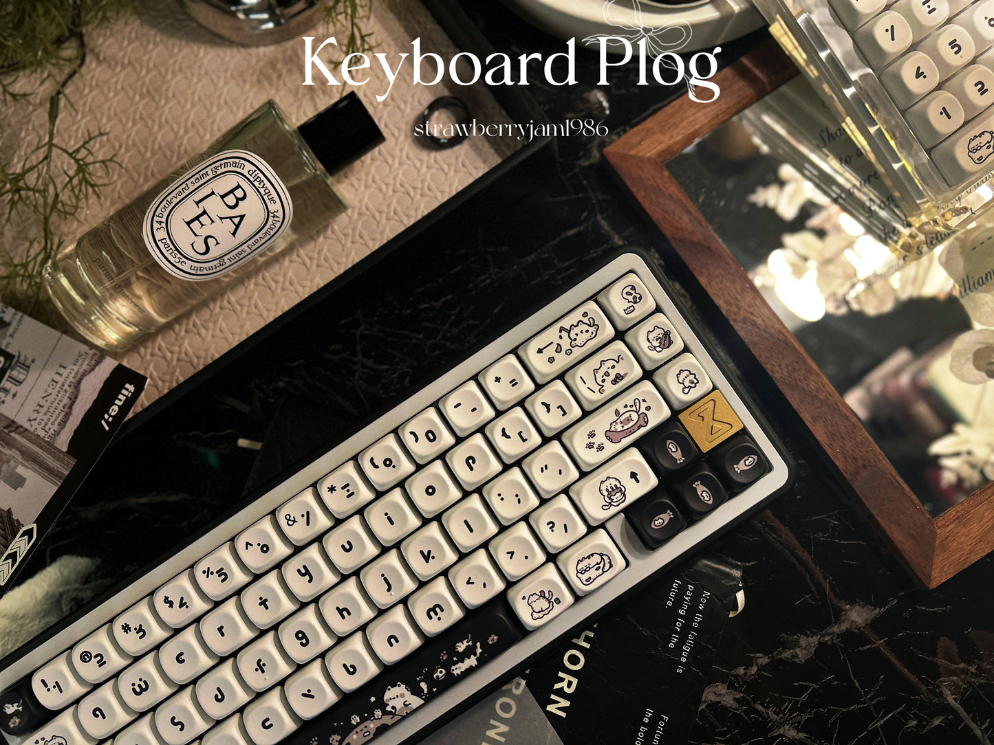 ONLY 1 INSTOCK Prebuilt Aluminum Customized Mechanical Keyboard BUFF65 BLACK White Creamy Thocky Set(not including number pad)