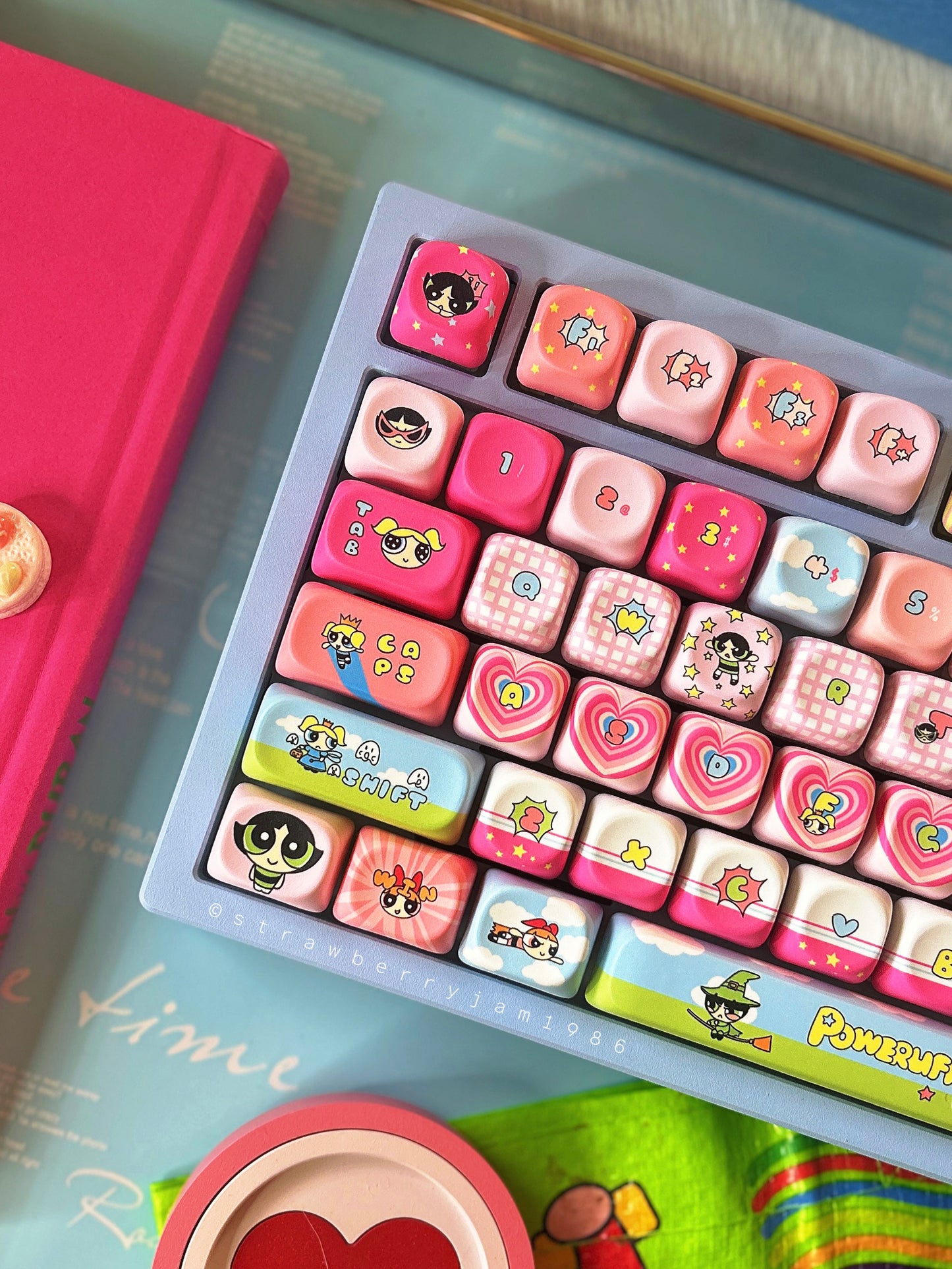 Preorder Prebuilt Aluminum Customized Mechanical Keyboard Galaxy80 Set With The Powerpuff Girl Keycap