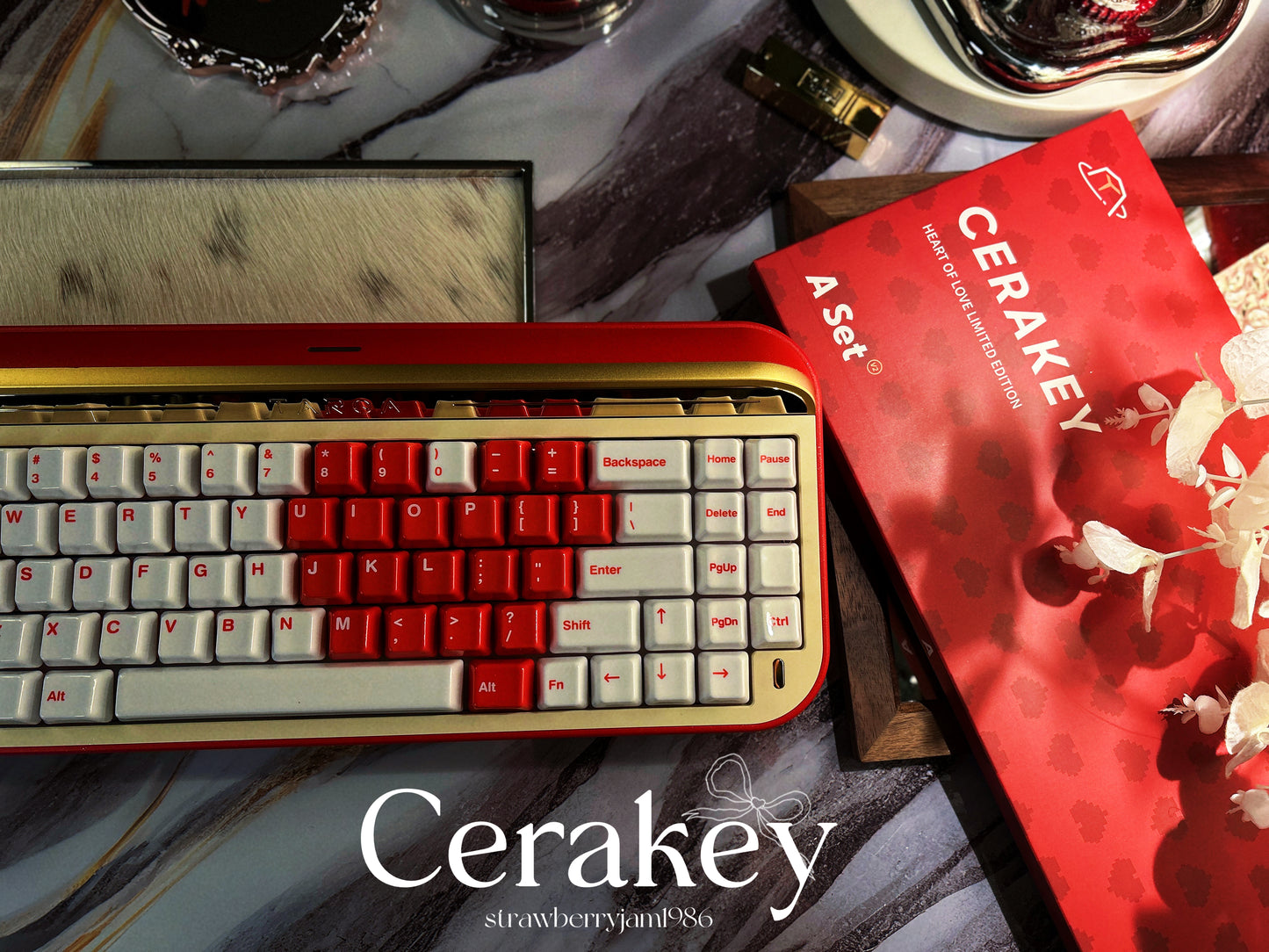 ONLY 1 INSTOCK Prebuilt Aluminum Customized Mechanical Keyboard Red Targa65 Cerakey Valentine Heart Set