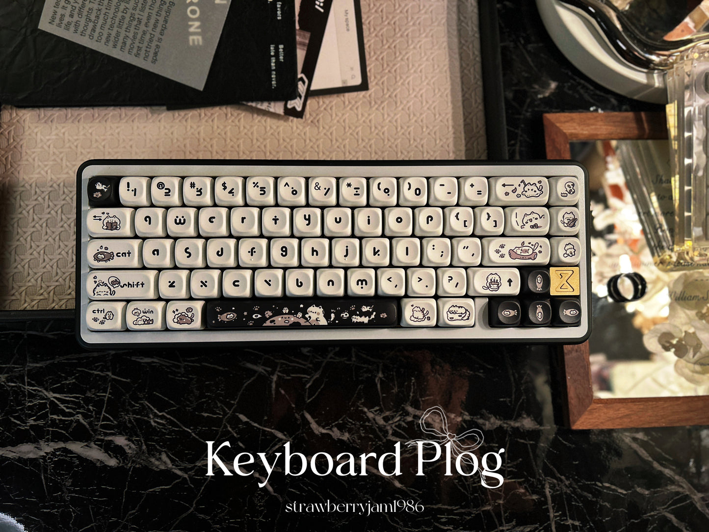 ONLY 1 INSTOCK Prebuilt Aluminum Customized Mechanical Keyboard BUFF65 BLACK White Creamy Thocky Set(not including number pad)