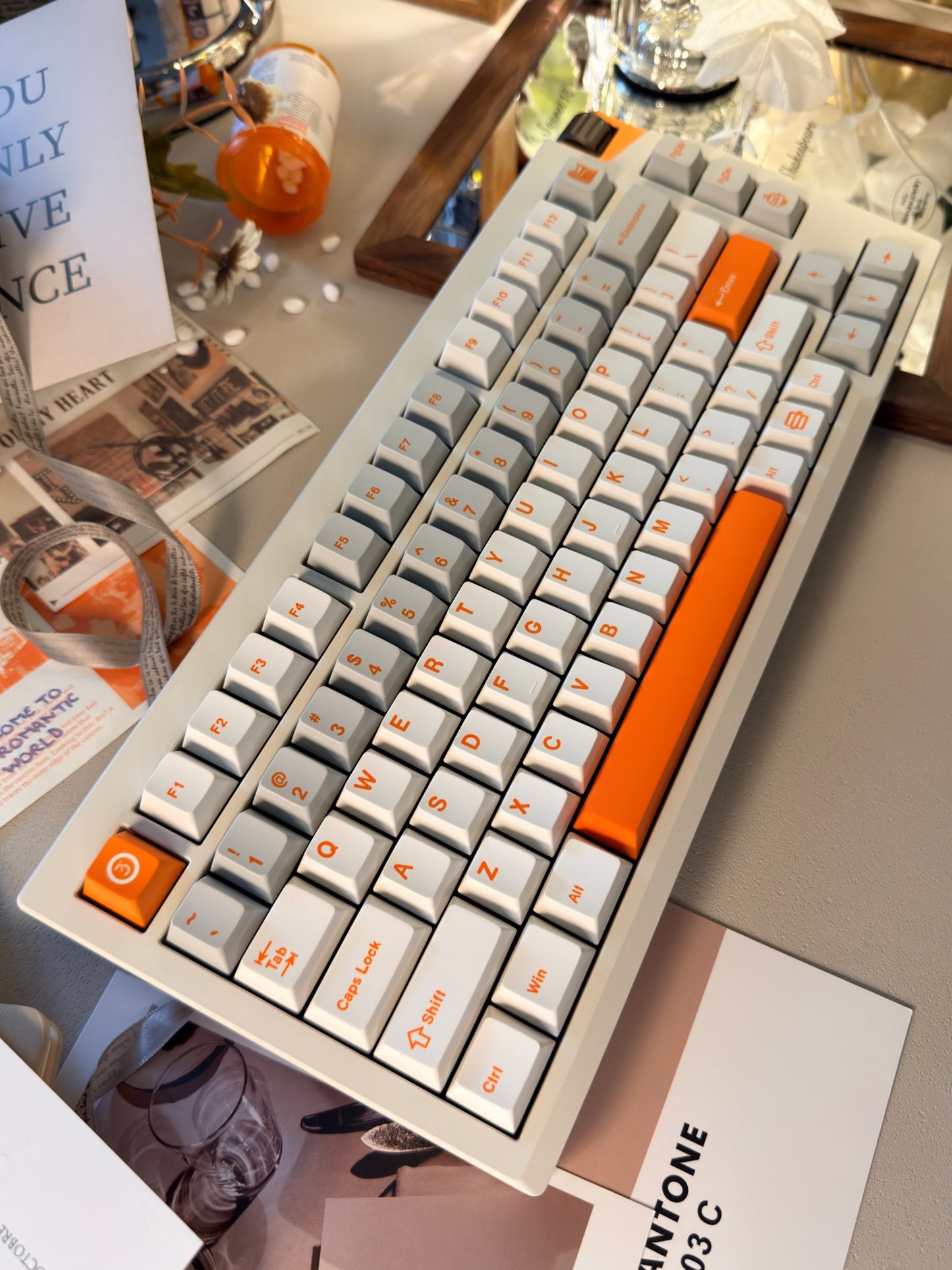 Unboxing Sample For Sales ONLY 1 Instock LUMINKEY75 V2 Tri-Mode Custom Mechanical Keyboard Warm Orange-White