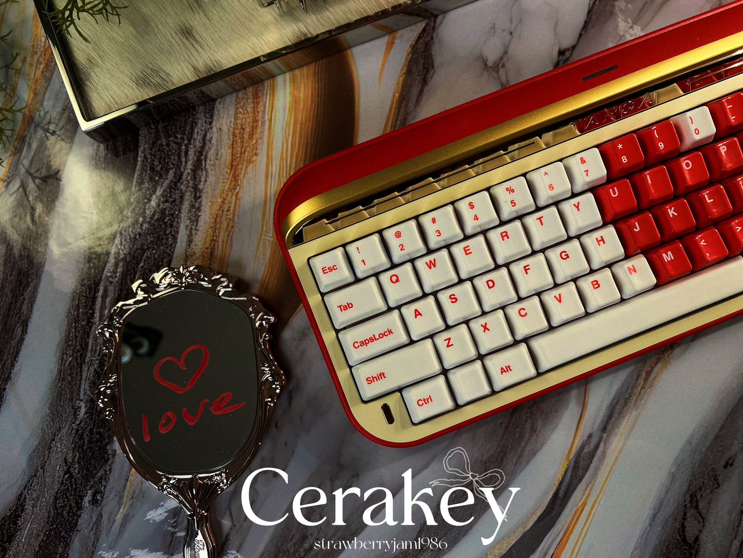 ONLY 1 INSTOCK Prebuilt Aluminum Customized Mechanical Keyboard Red Targa65 Cerakey Valentine Heart Set