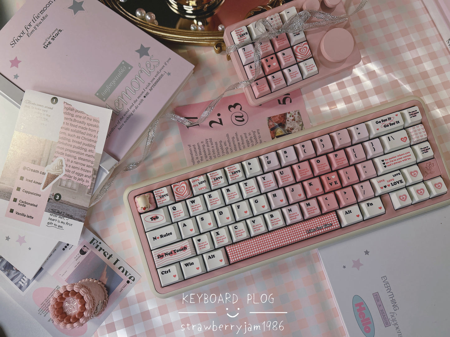 ONLY 1 INSTOCK Prebuilt Aluminum Customized Mechanical Keyboard ROSE65 Creamy Pink(not including the number pad)