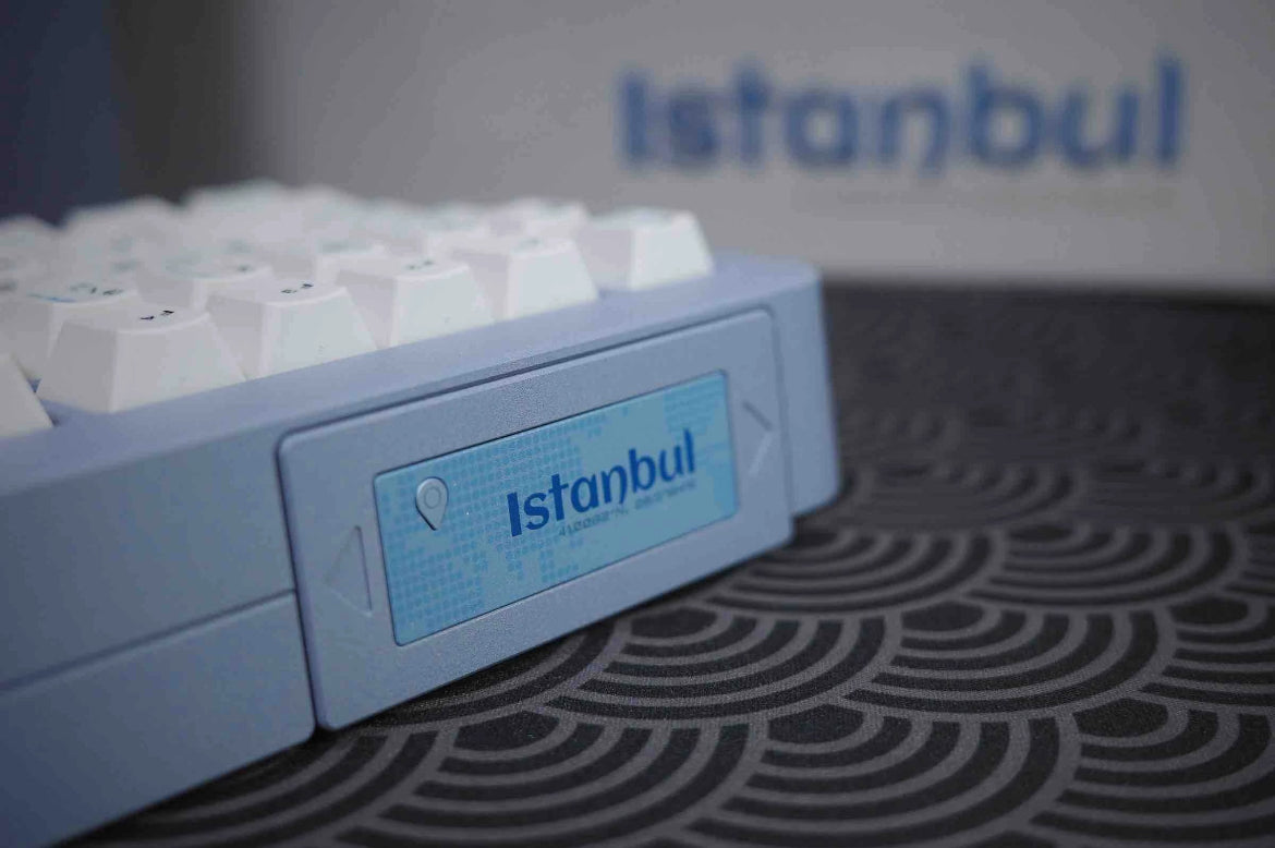 ONLY 1 Instock Prebuilt Aluminum Customized Mechanical Keyboard Matrix Meta75 Istanbul Dirty Blue Set (With Switch & Keycaps)