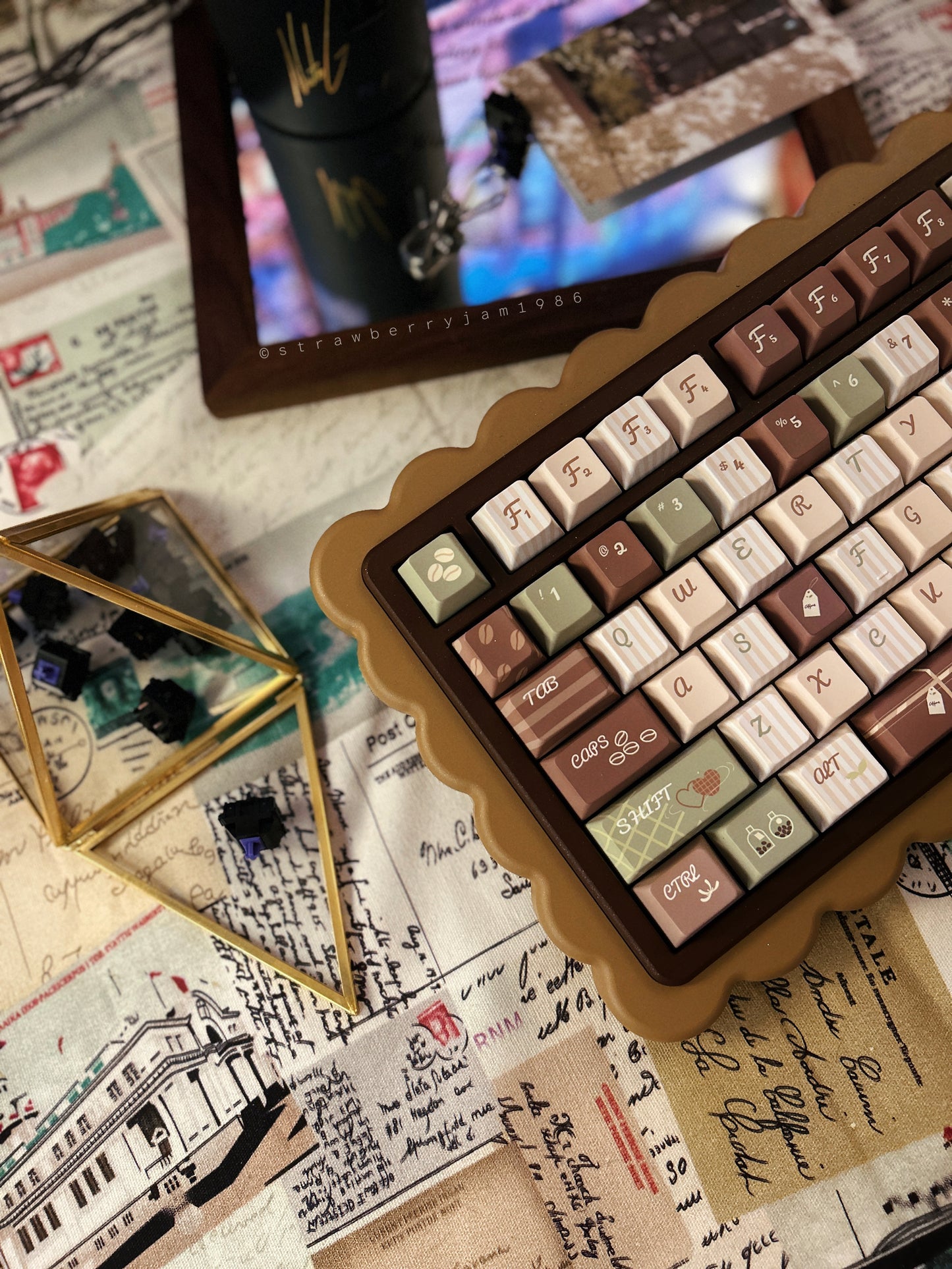#0172 Matcha Latte Green Coffee Keycap Cherry Profile