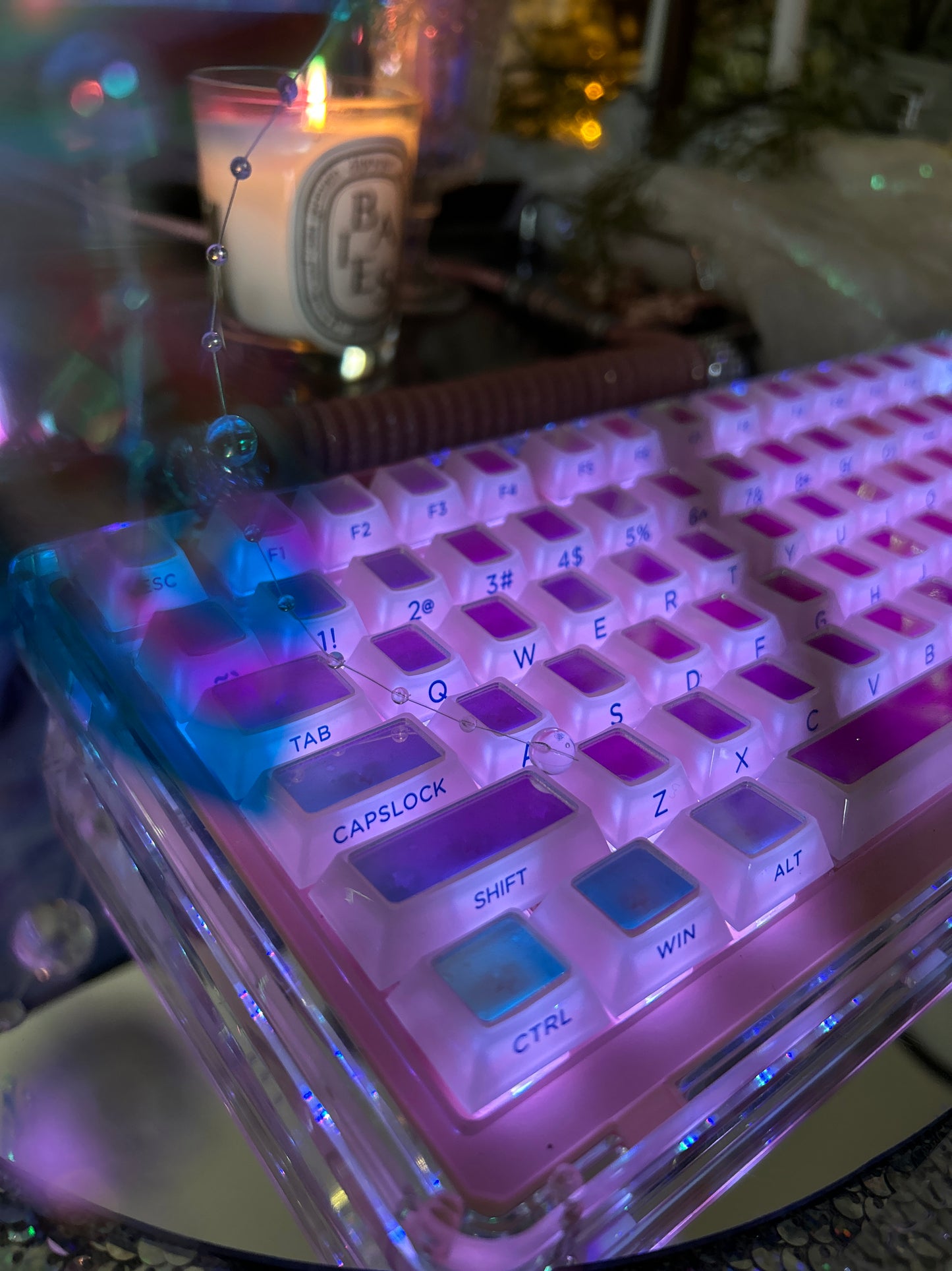 #0164 Cloud Edge Butterfly Phantom Laser Keycap Side Engraved Multi-sided Color-changing Keycap Cherry Profile
