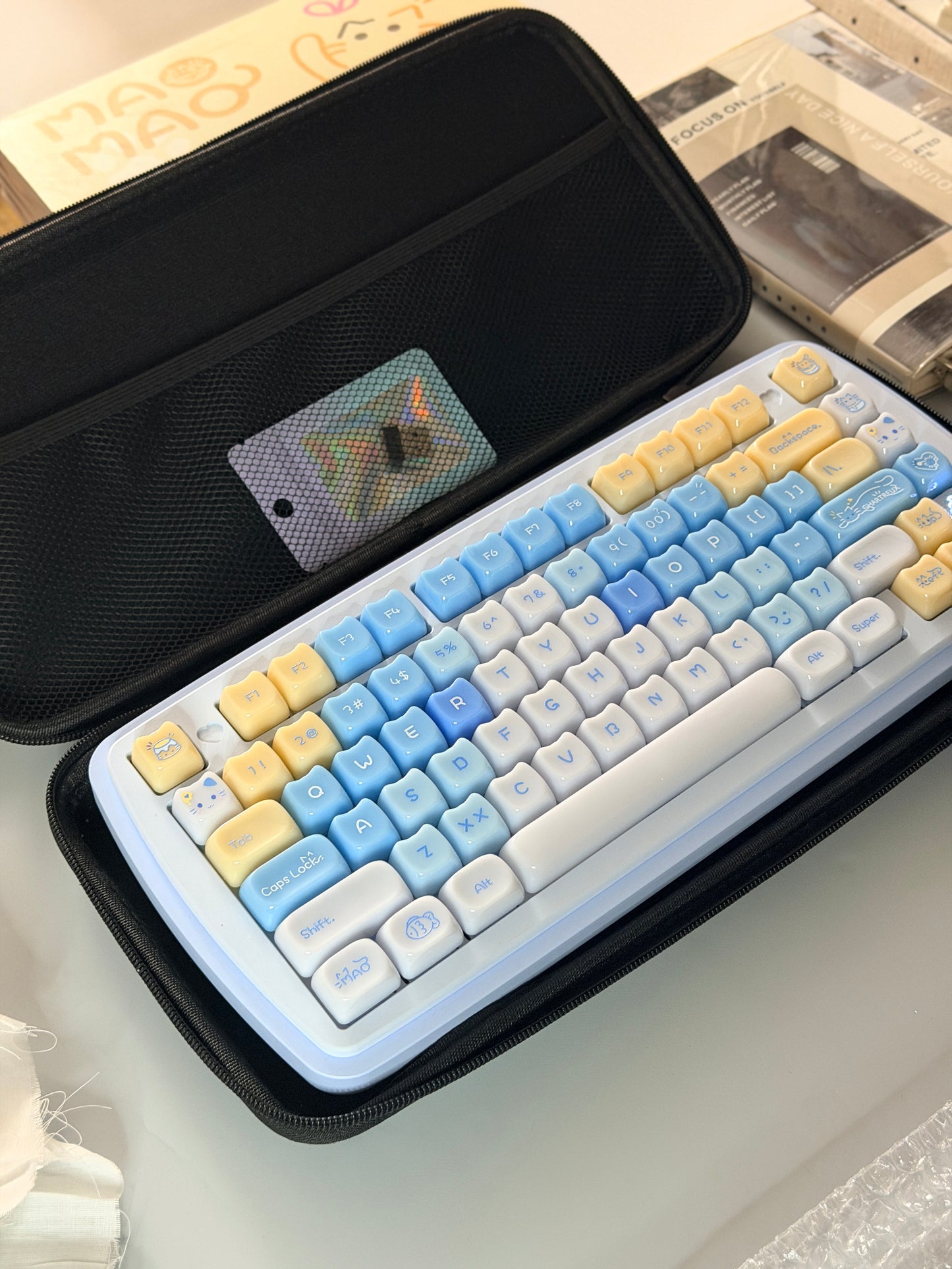 ONLY 1 Instock Prebuilt Aluminum Custom Mechanical Keyboard Yummy75 Blue Set