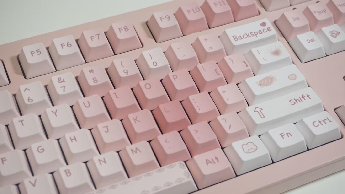 strawberryjam1986 sweet peach pink heart cherry/mda profile keycaps