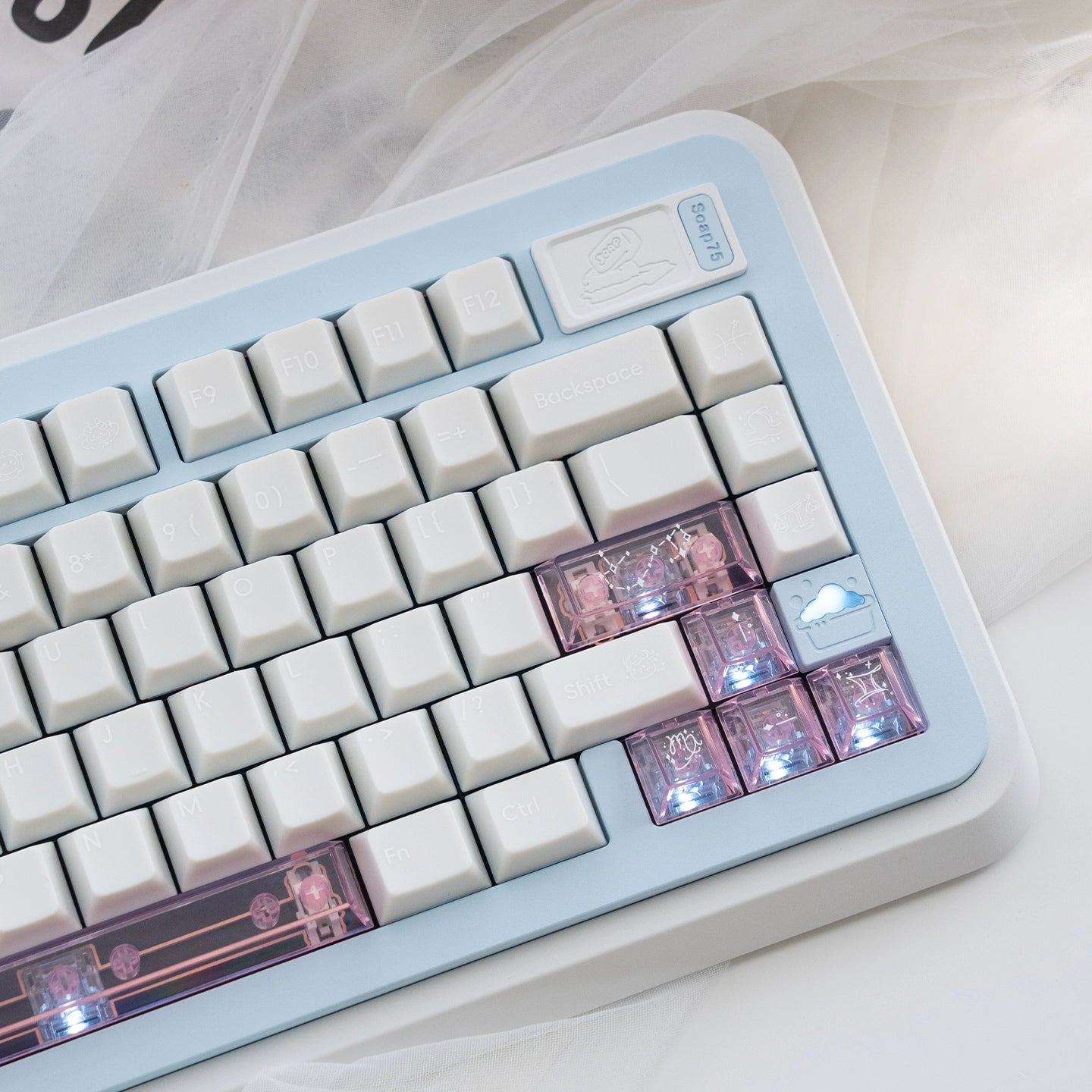 #0209 Star Talks Creamy White Keycap Cherry Profile Designed By URE(not including keyboard)