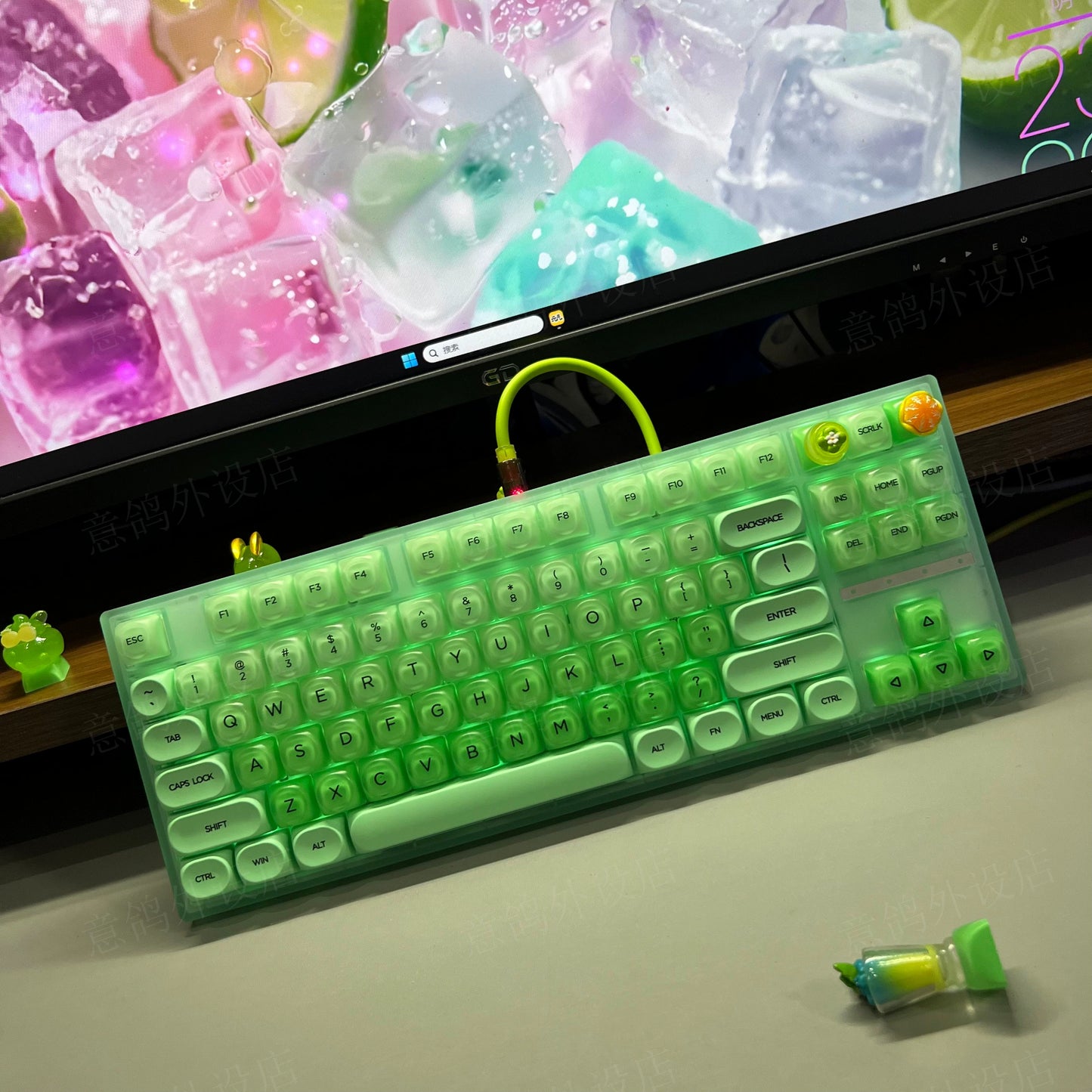 #0205 Lime Jelly Cute Round Keycap for 61/68/75/87/98/108 (not including keyboard)