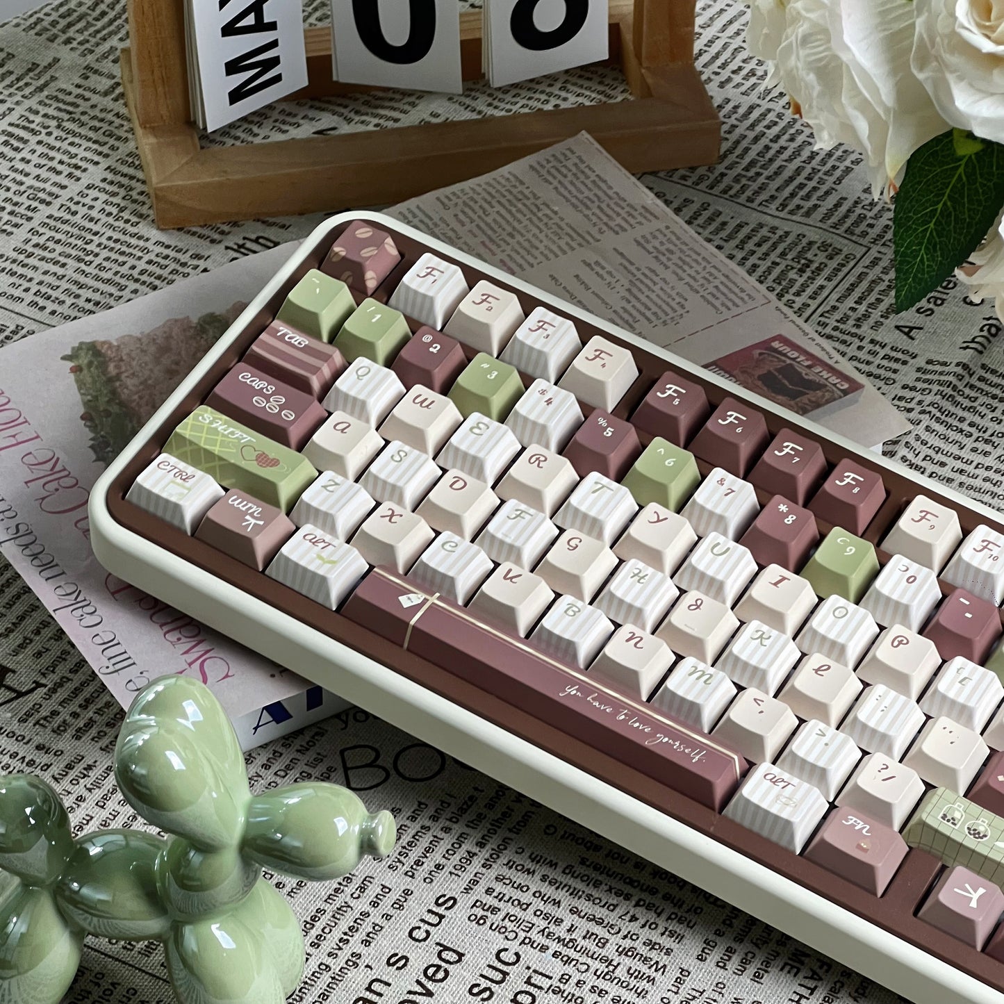 #0172 Matcha Latte Green Coffee Keycap Cherry Profile