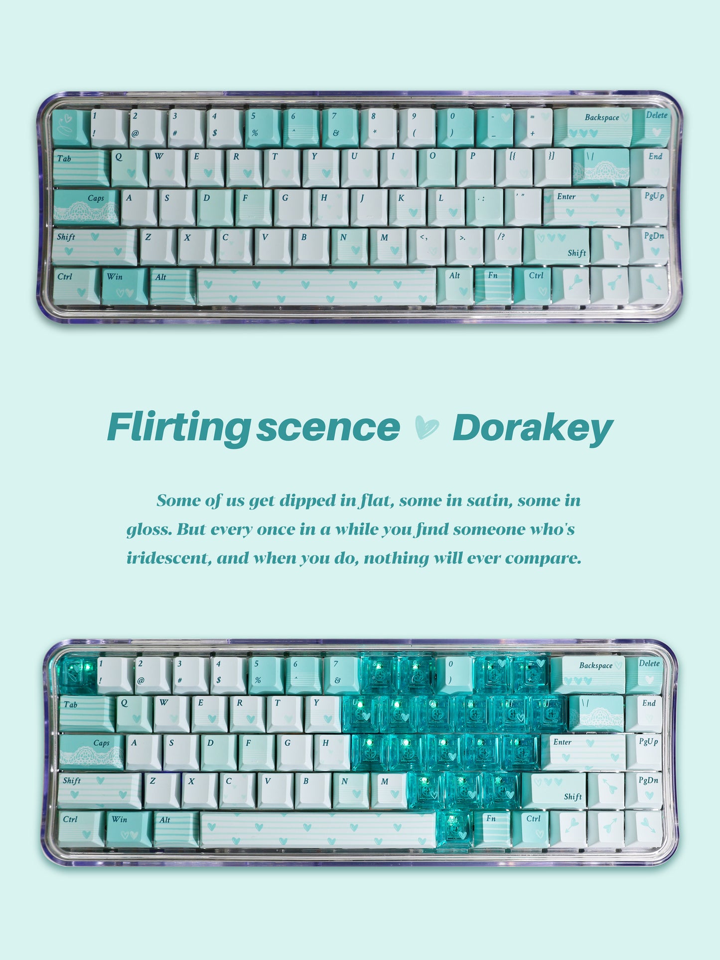 #0170 Peacock Green Tiffany Blue Keycap Heart Skipped A Beat Designed By Dorakey