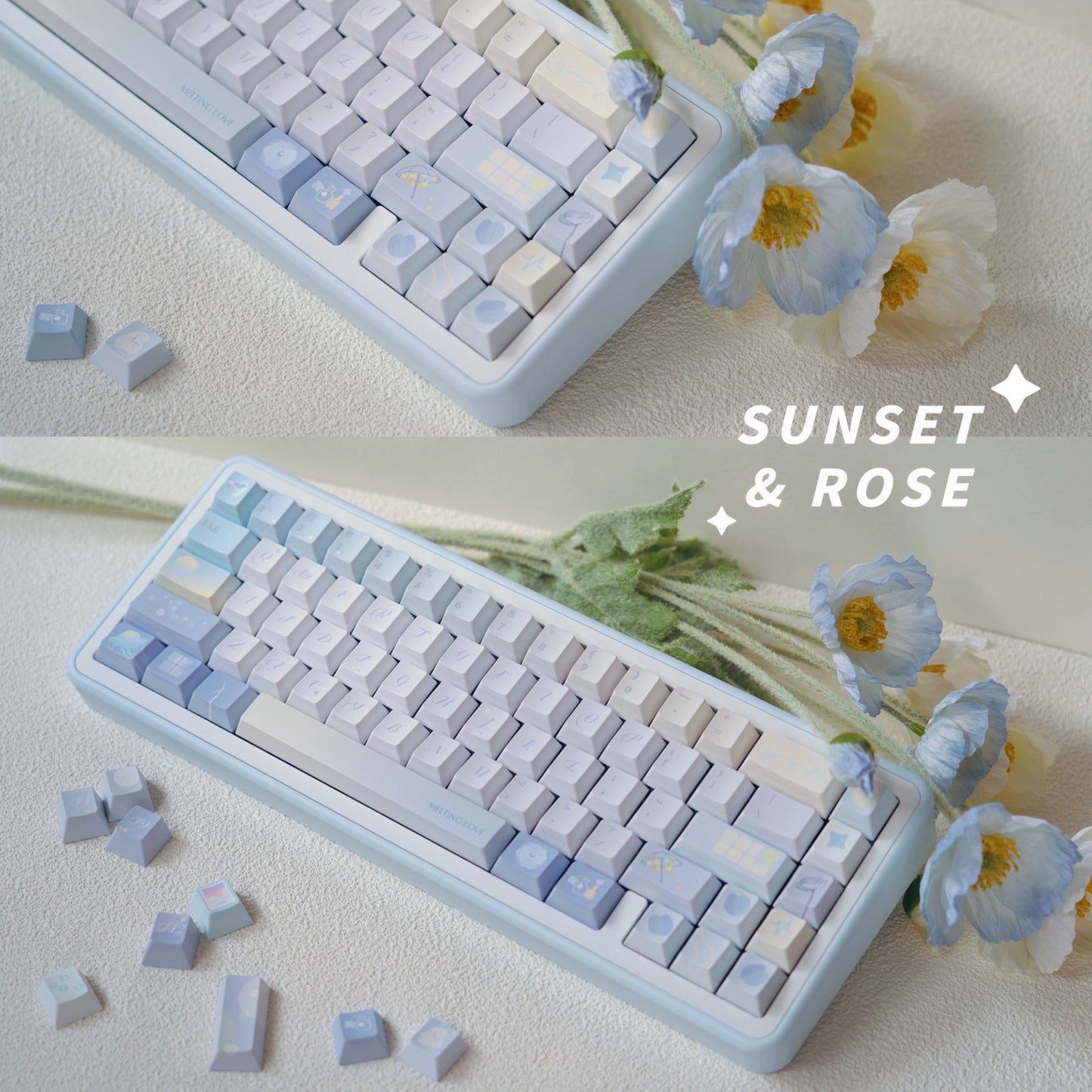#0173 52Hz Pale Yellow Blue Keycap Cherry Profile