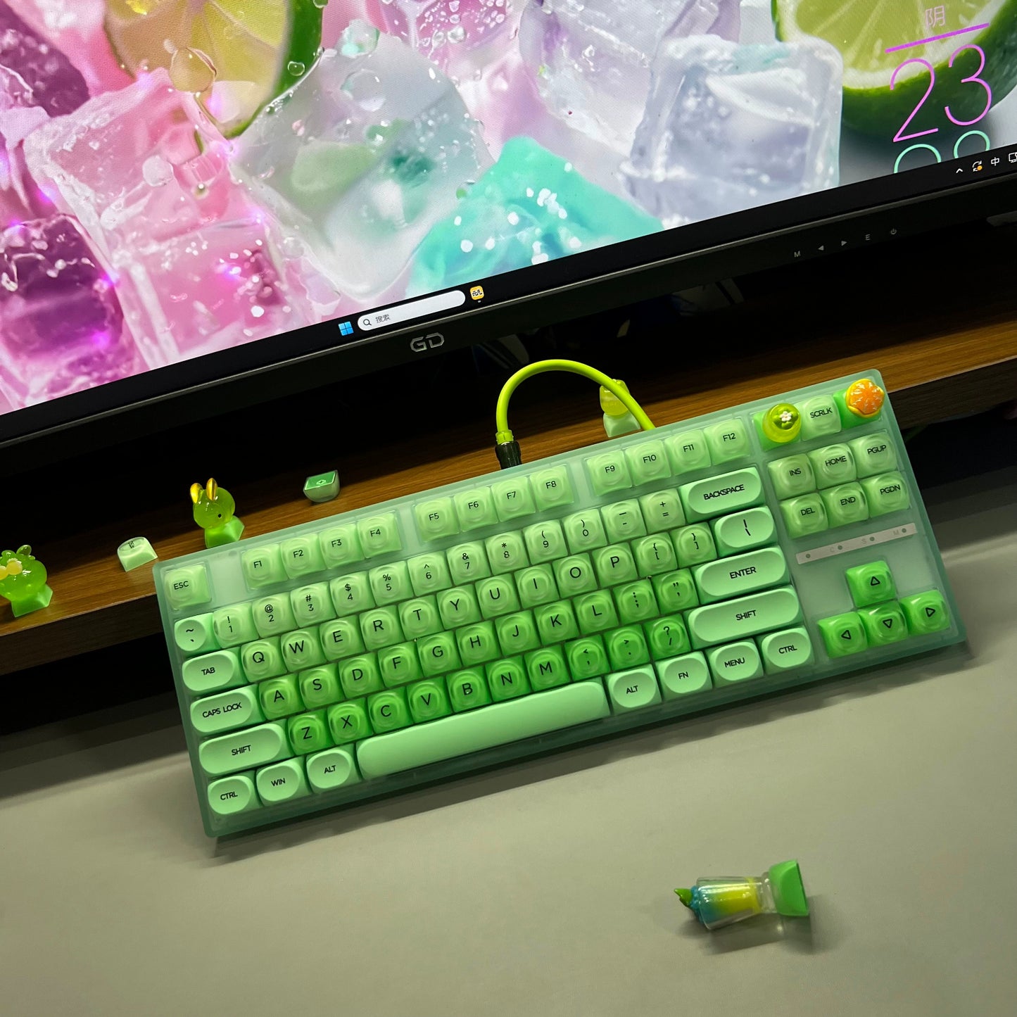 #0205 Lime Jelly Cute Round Keycap for 61/68/75/87/98/108 (not including keyboard)