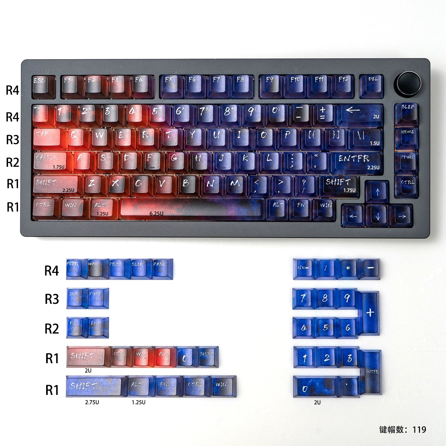 #0214 Neon/Universe/Star Gradually Change Foggy Matte Keycap(not including keyboard)