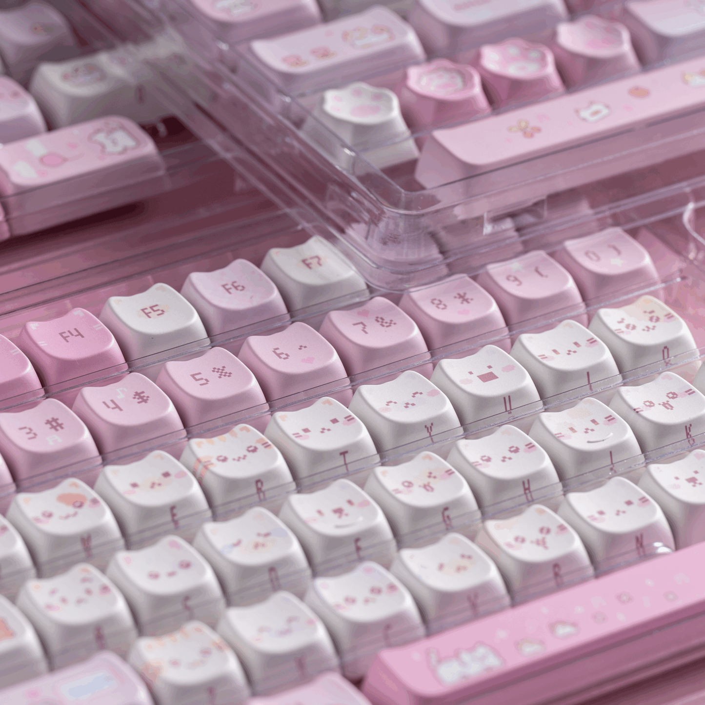 #0211 Pink Pixel Meow Cat Keycap Designed By SOULCAT (not Including Keyboard)