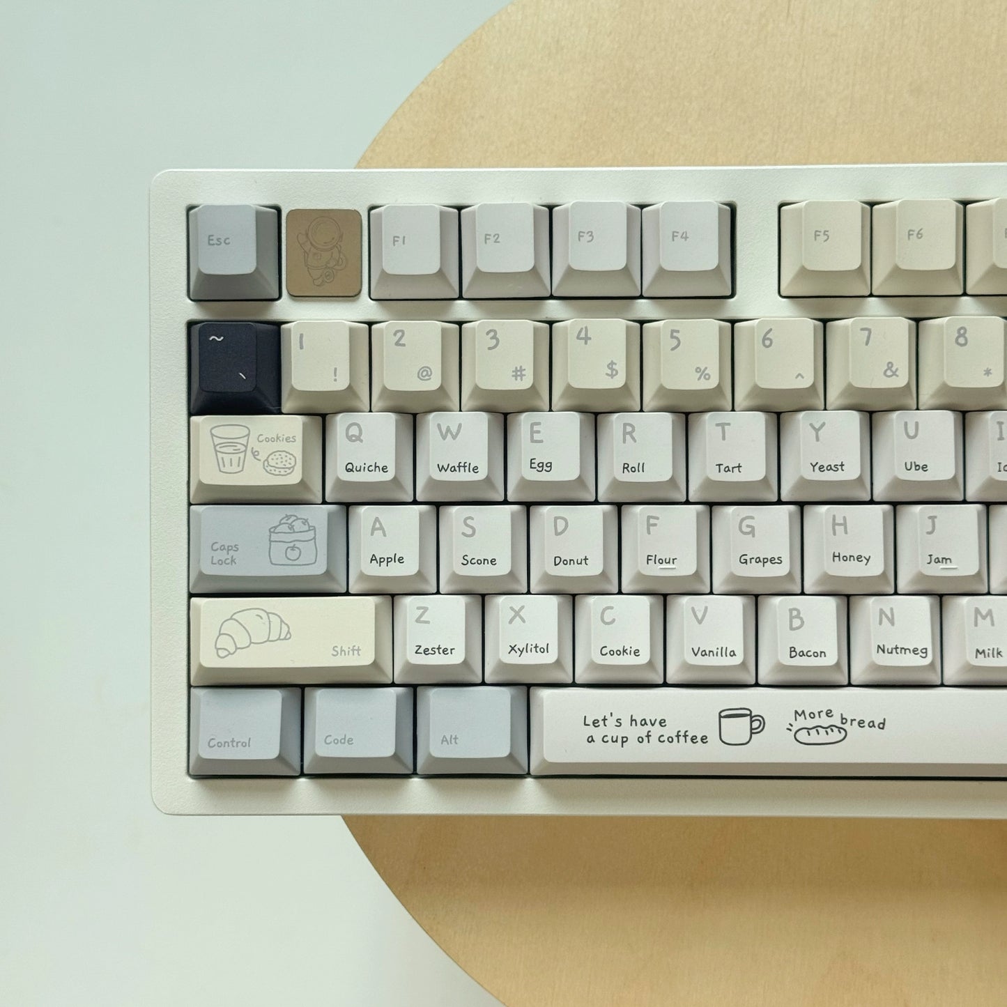 #0181 Bakery Diary Light Blue Pastel Yellow Keycap (not Including Keyboard)