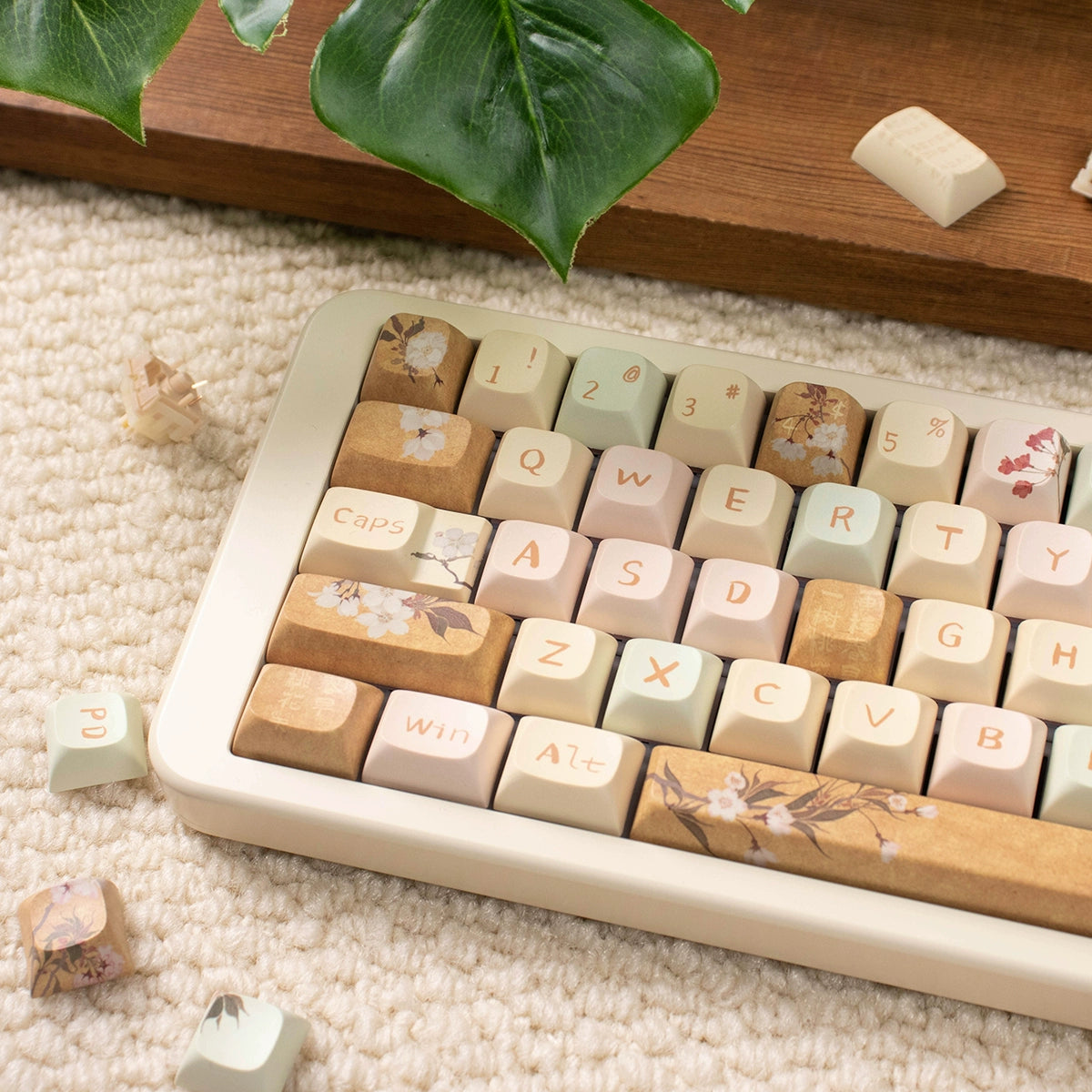 023 Blossom Peach Ginger Beige Vintage Style URE/cherry Profile 152/156 Keys Keycaps