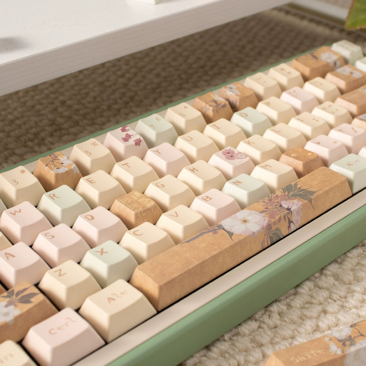 023 Blossom Peach Ginger Beige Vintage Style URE/cherry Profile 152/156 Keys Keycaps
