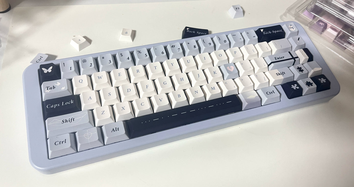 148 Anti-Romantic Blue Black Elegant Keycaps Cherry Profile