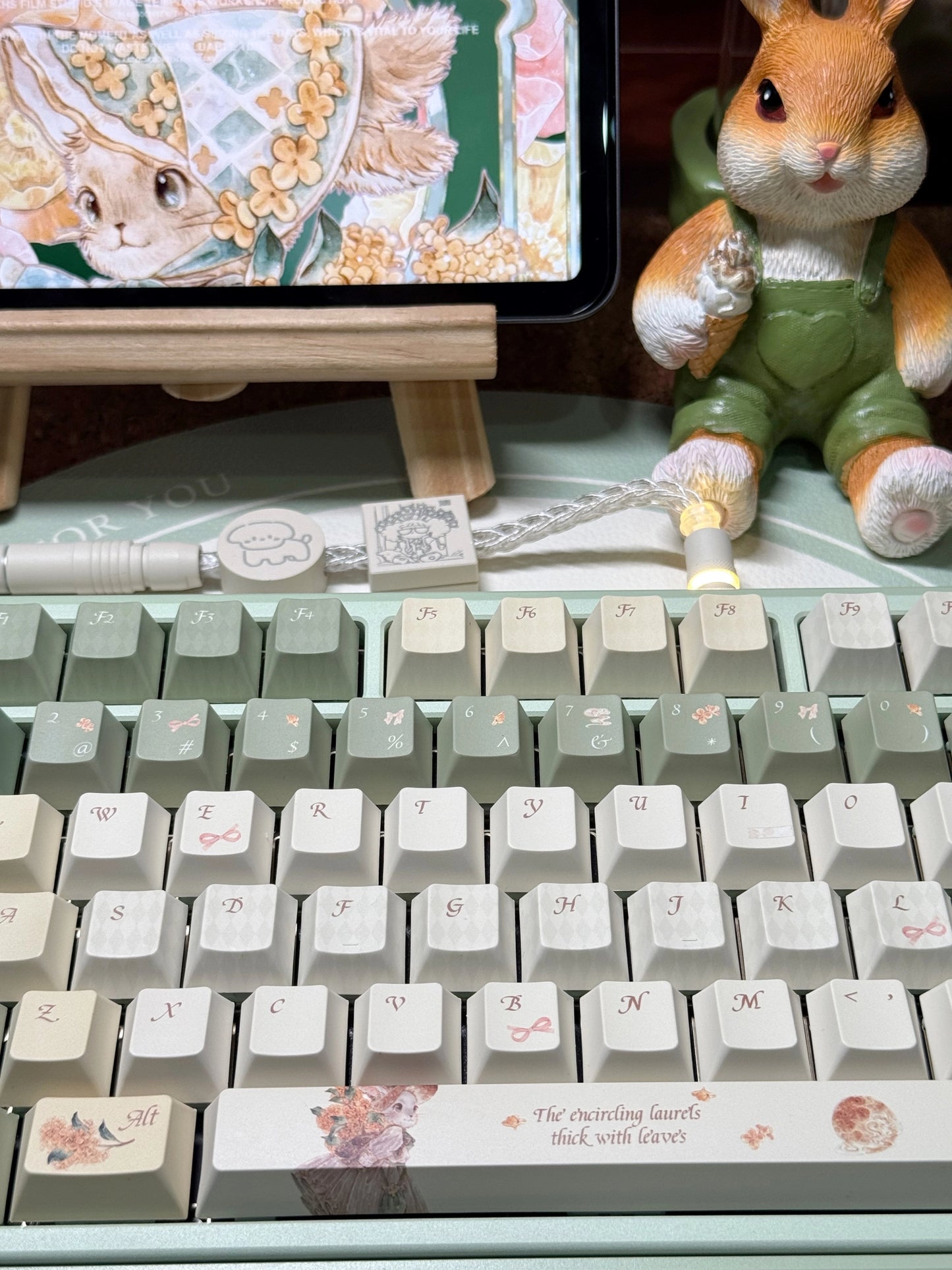 124 Lily Rabbit Green Laurel Garden Keycap Cherry Profile Designed By Sleepy Sheep