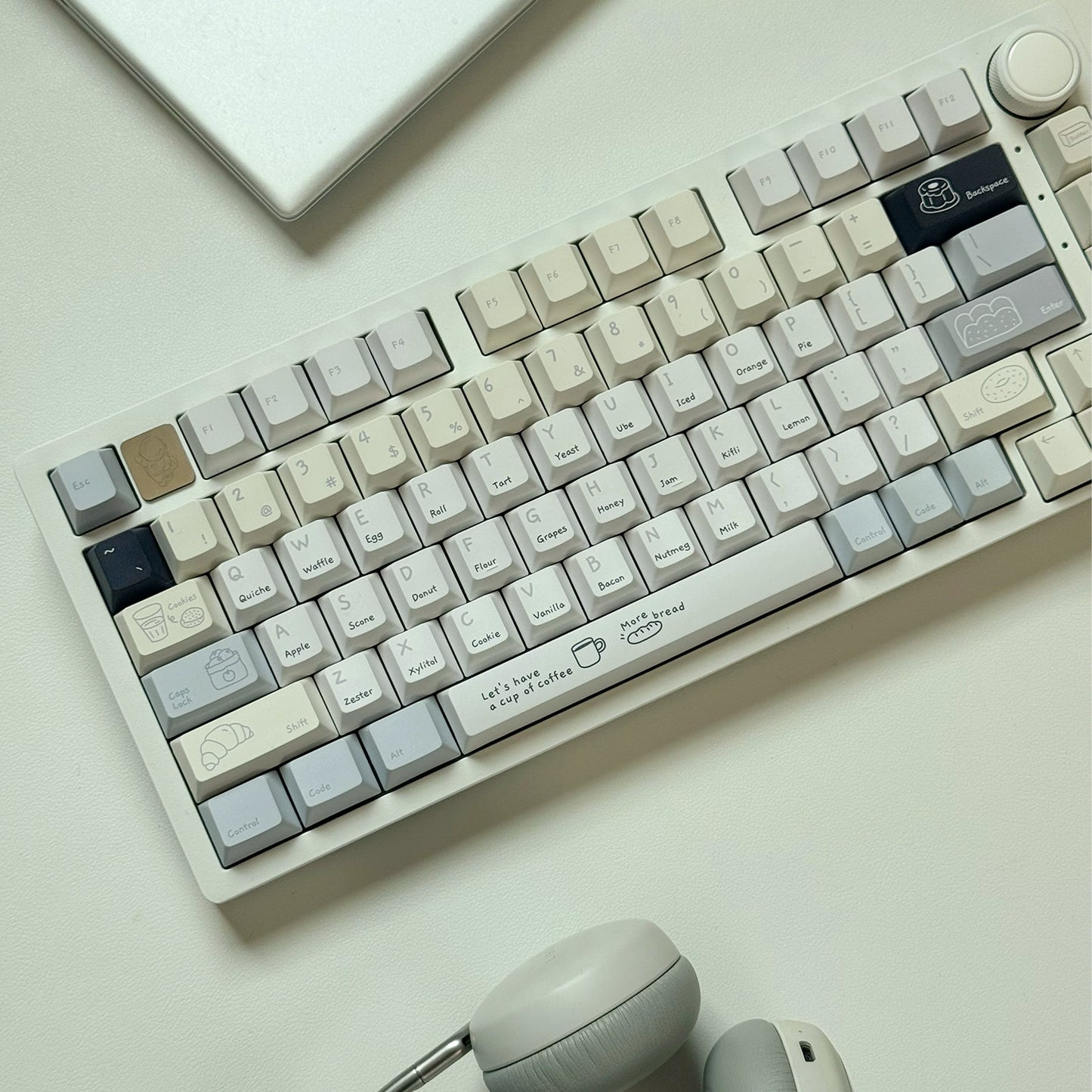 #0181 Bakery Diary Light Blue Pastel Yellow Keycap (not Including Keyboard)