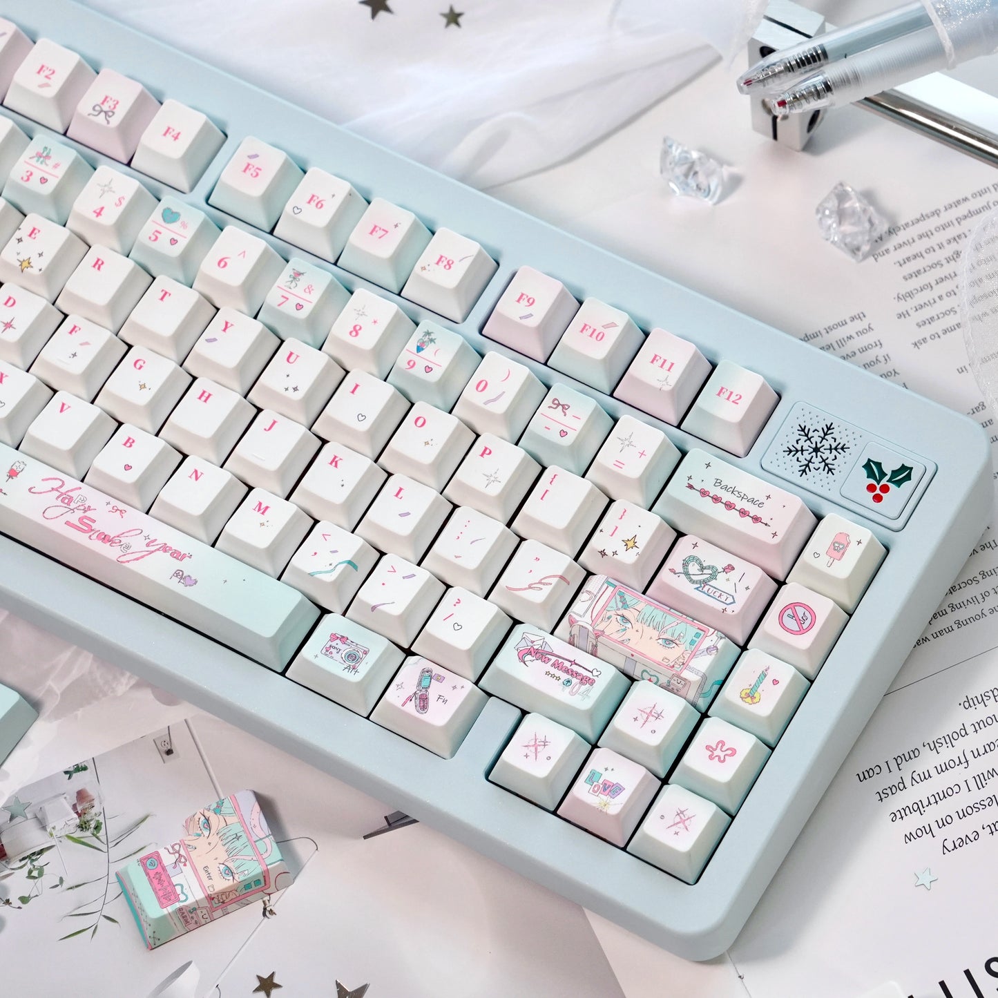 #0225 Green Jubilee Mint Keycap Cherry Profile Designed By LilyX Labs(not including keyboard)