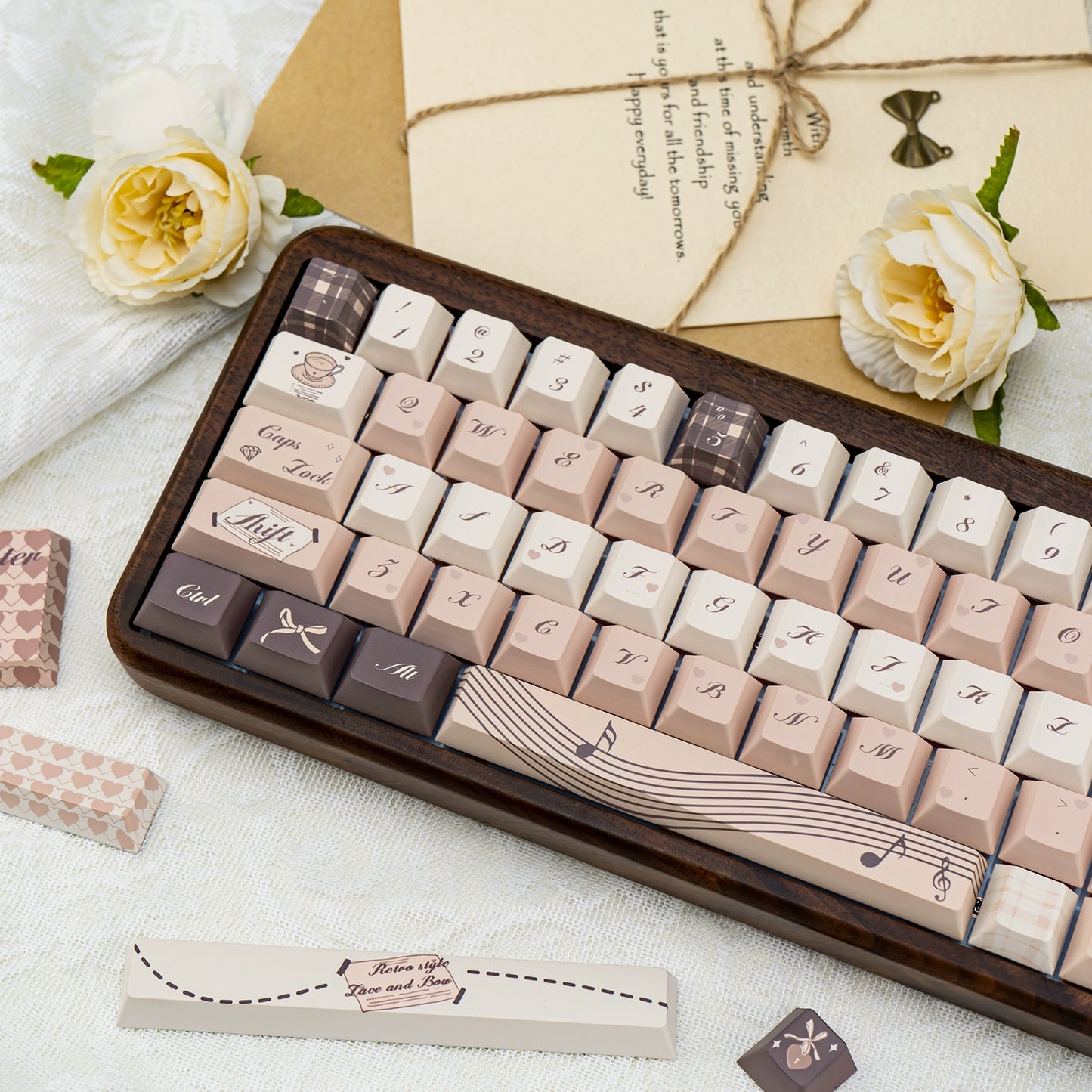 133 Ode to White Dreams Cream Brown British Style Keycaps 151-keys Cherry Profile