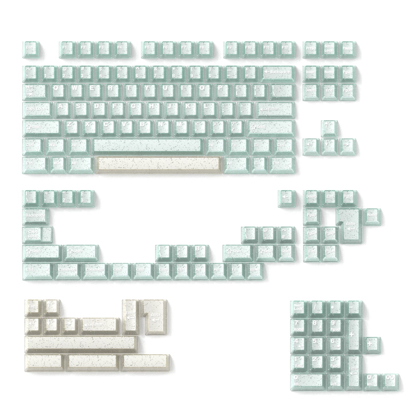 #0184 Pearl Peach Mint Smoothie Glitter Semi Transparent Keycap PBT + PC (not including keyboard)