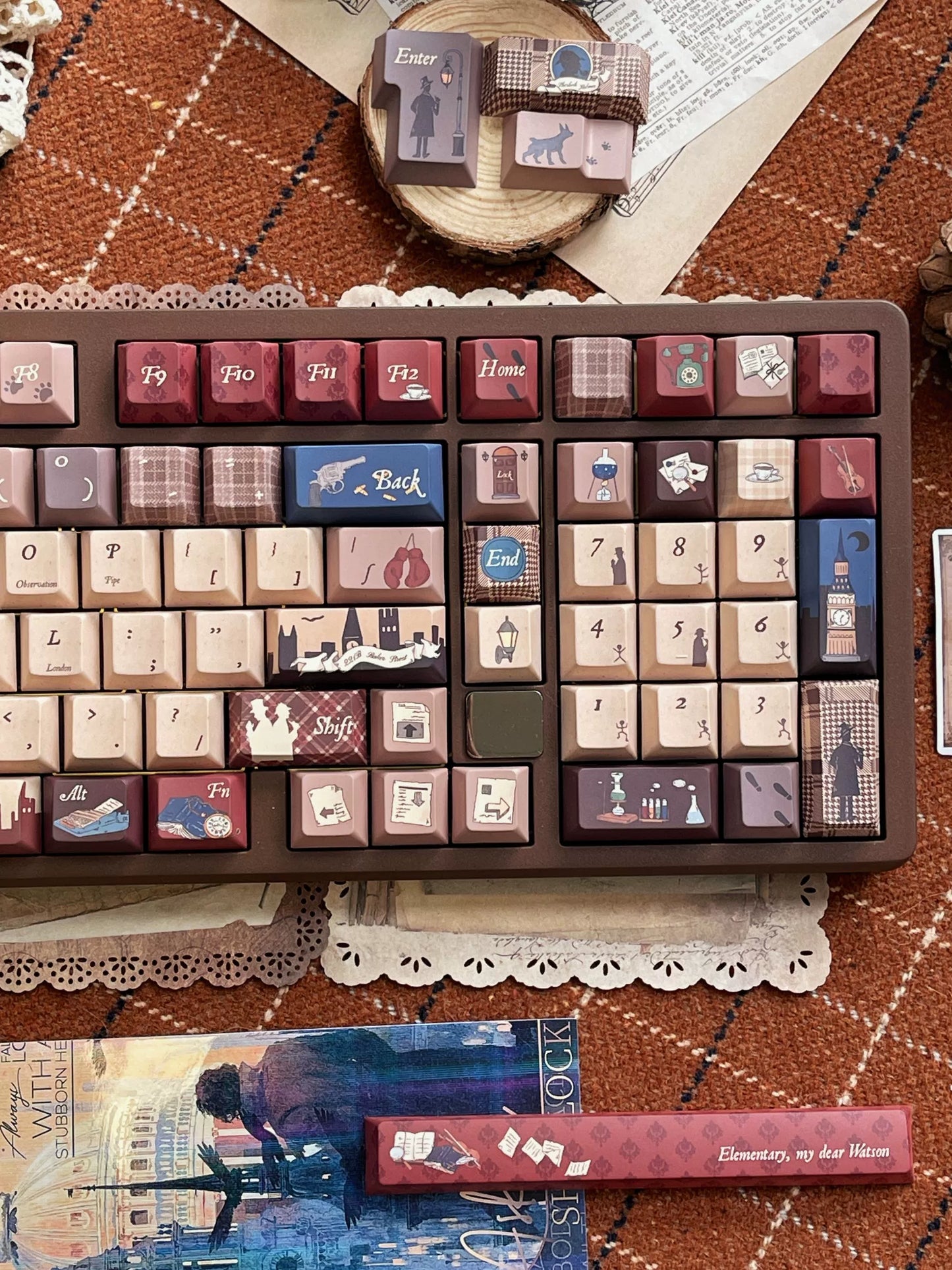 125 Retro Style Sherlock Holmes' Dinner Party Keycap 144-keys Cherry Profile Designed By Sleepy Sheep