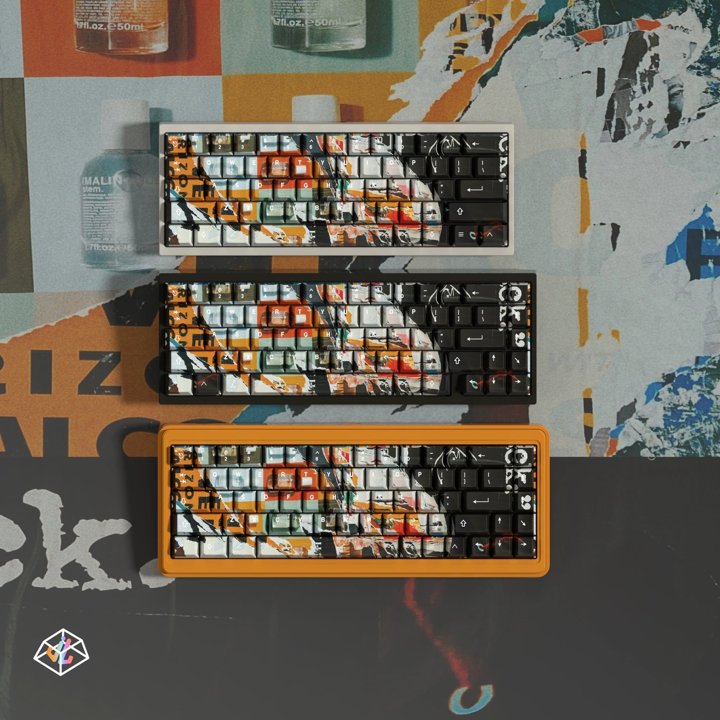 #0204 Graffiti Keycap Black Orange Cool Artistic Painting Style Cherry Profile (not including keyboard)