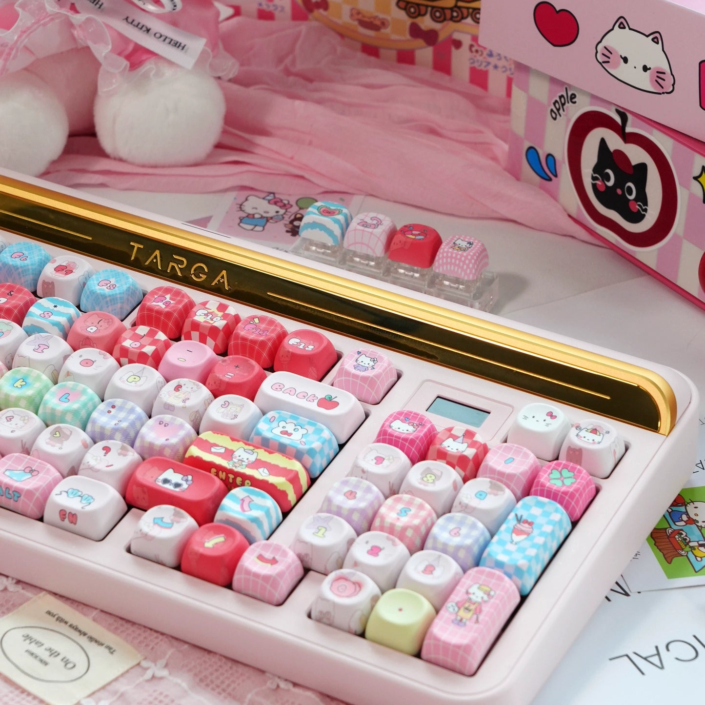 #0232 Kitty Keycap Hellokitty Fan Cute Pink Keycap Moa/cherry Profile (not Including Keyboard)
