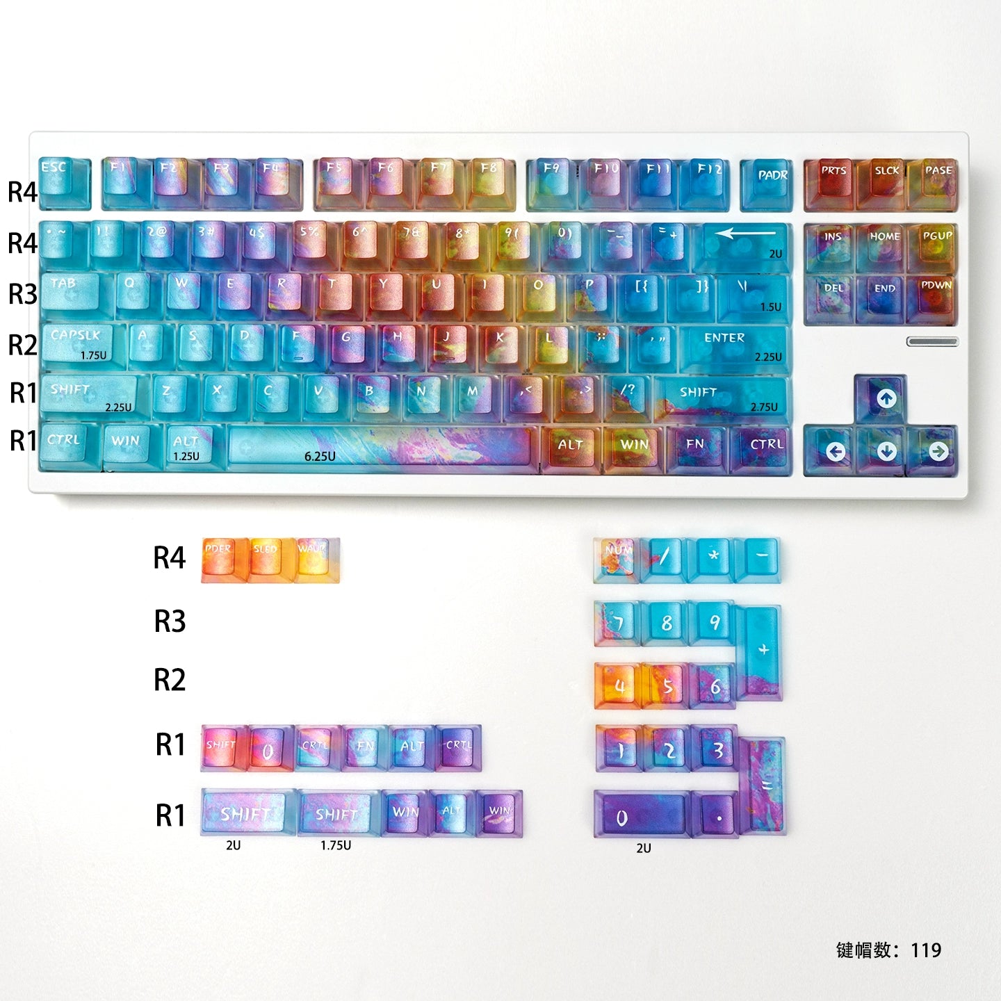 #0214 Neon/Universe/Star Gradually Change Foggy Matte Keycap(not including keyboard)