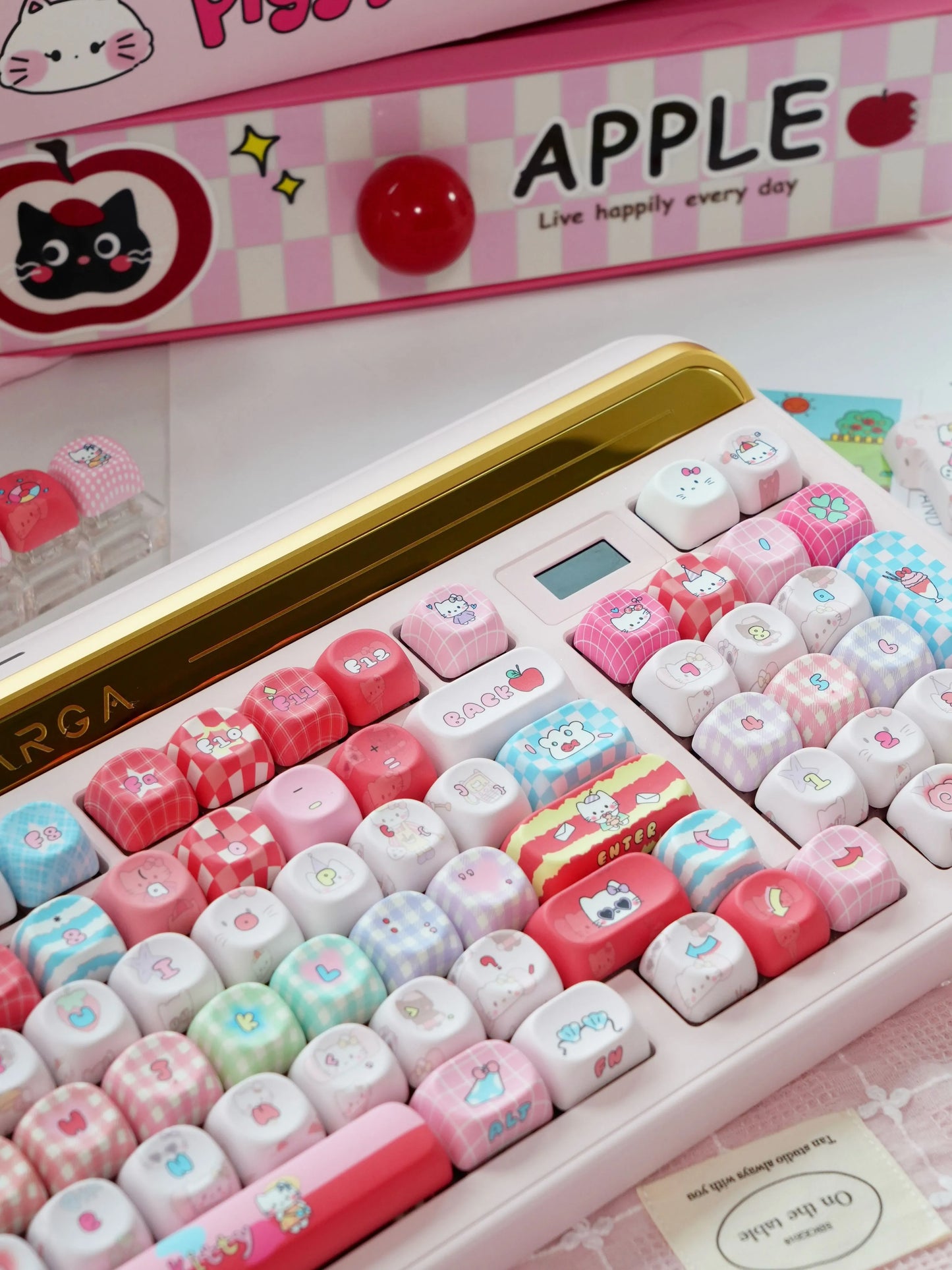 #0232 Kitty Keycap Hellokitty Fan Cute Pink Keycap Moa/cherry Profile (not Including Keyboard)