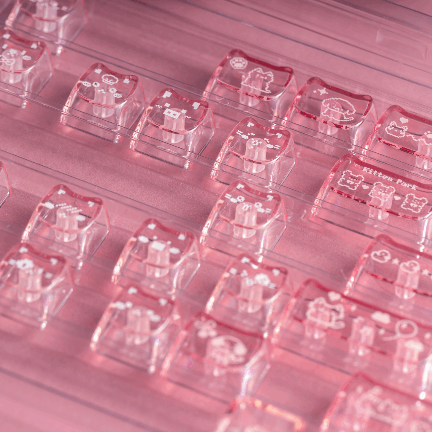#0211 Pink Pixel Meow Cat Keycap Designed By SOULCAT (not Including Keyboard)