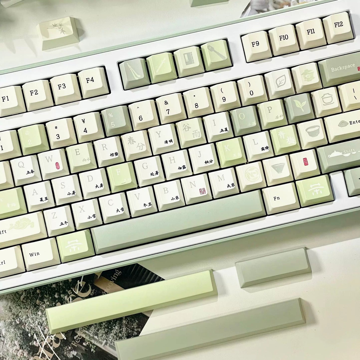 138 Fresh Green Plum Tea Keycaps