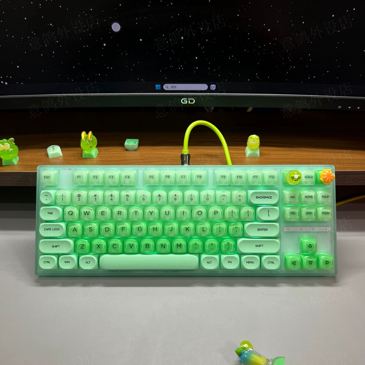#0205 Lime Jelly Cute Round Keycap for 61/68/75/87/98/108 (not including keyboard)