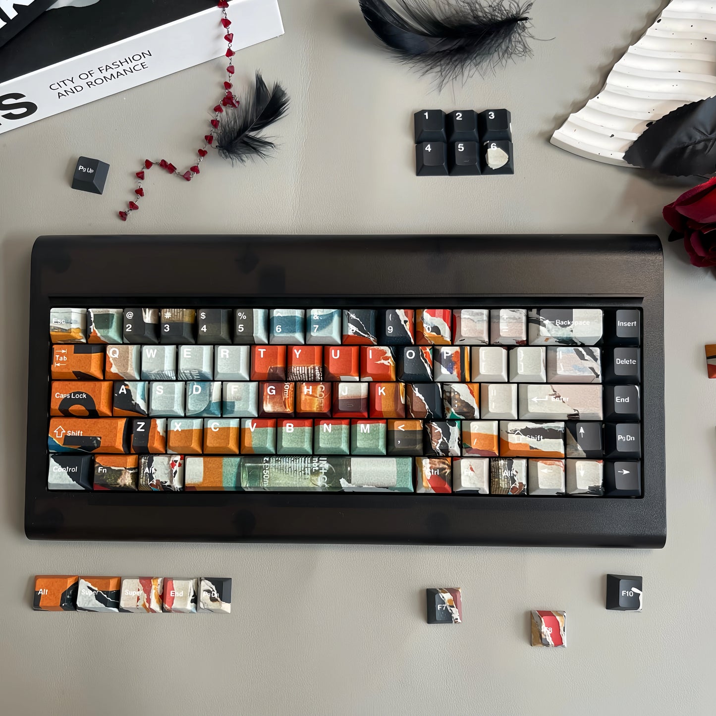#0204 Graffiti Keycap Black Orange Cool Artistic Painting Style Cherry Profile (not including keyboard)