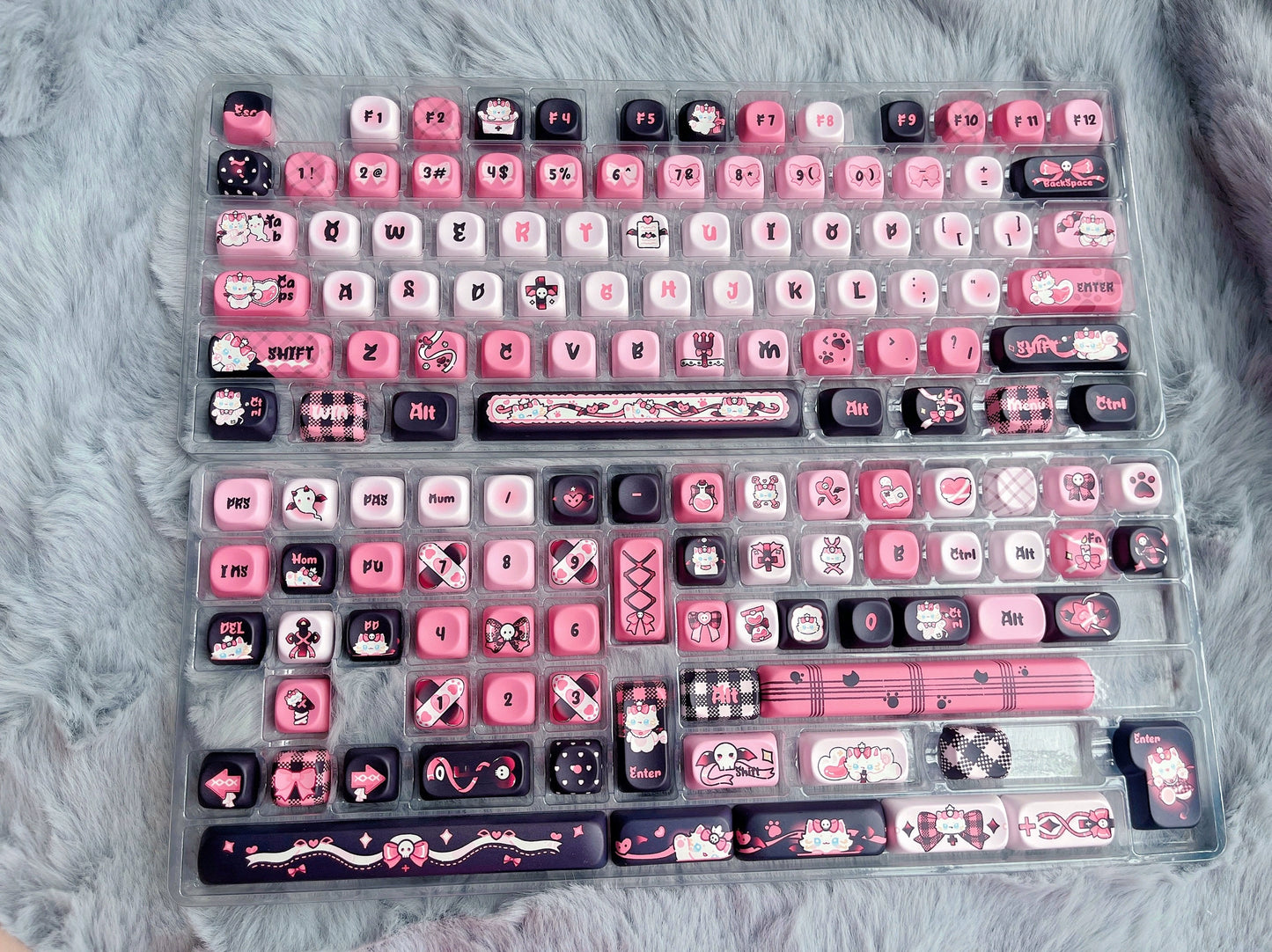 134 Black and Pink Sweet Capture Sweet Cool Cute Cartoon Y2K Keycaps